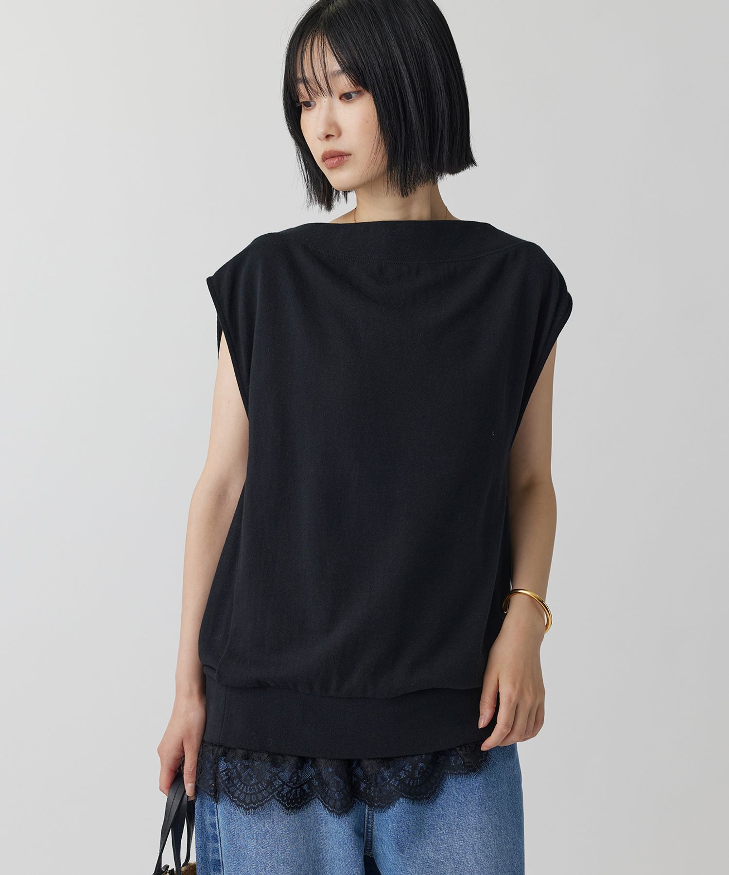 BABYLONE「ガーゼ裏毛ドレーププルオーバー［洗濯可］」|Tシャツ・カットソー|ﾌﾞﾗｯｸ
