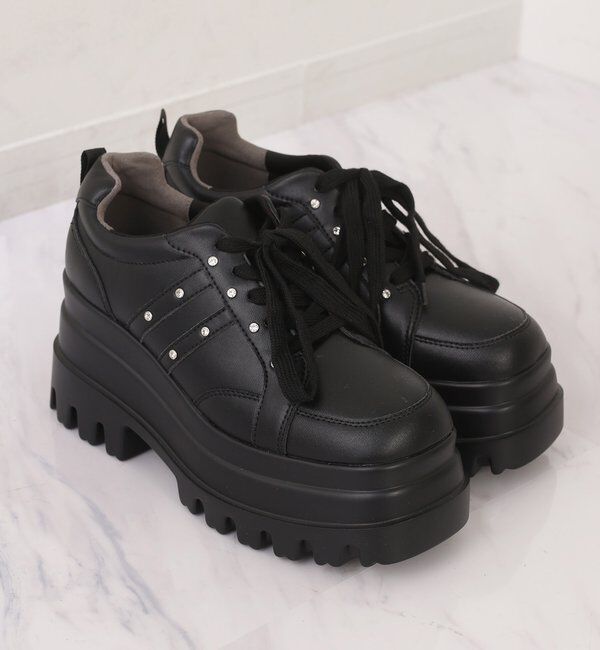  「【ピンク・ブラウン・ブラック】ビジュー付きトリプルソールスニーカー」|その他|
