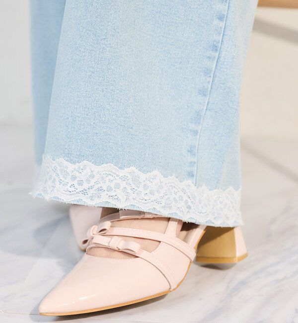  「【SMサイズ展開】レースポケットワイドデニム/ウエスト調整可」|その他|