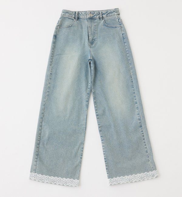  「【SMサイズ展開】レースポケットワイドデニム/ウエスト調整可」|その他|