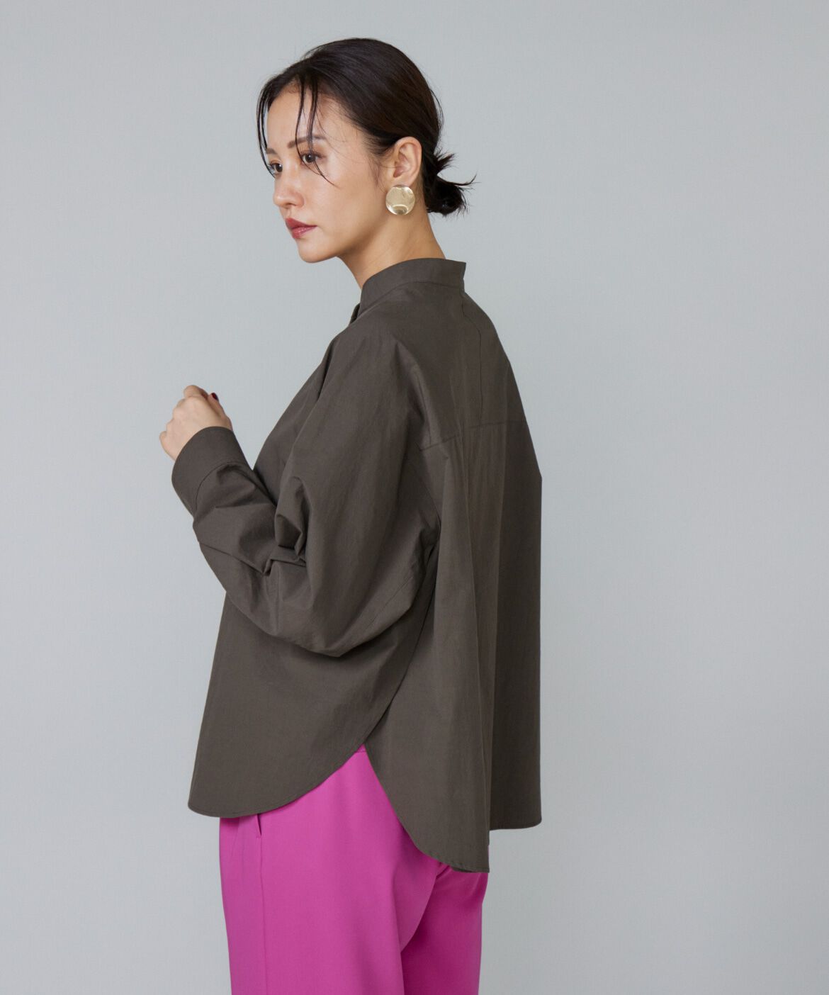 Le Souk「《大きいサイズ》バンドカラーシャツ」|シャツ・ブラウス|
