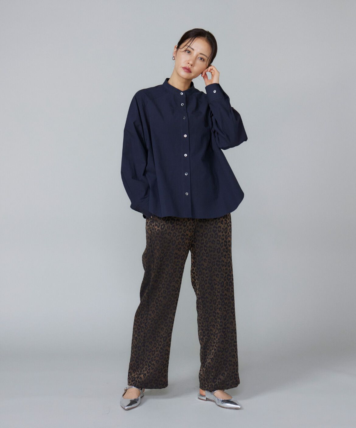 Le Souk「《大きいサイズ》バンドカラーシャツ」|シャツ・ブラウス|