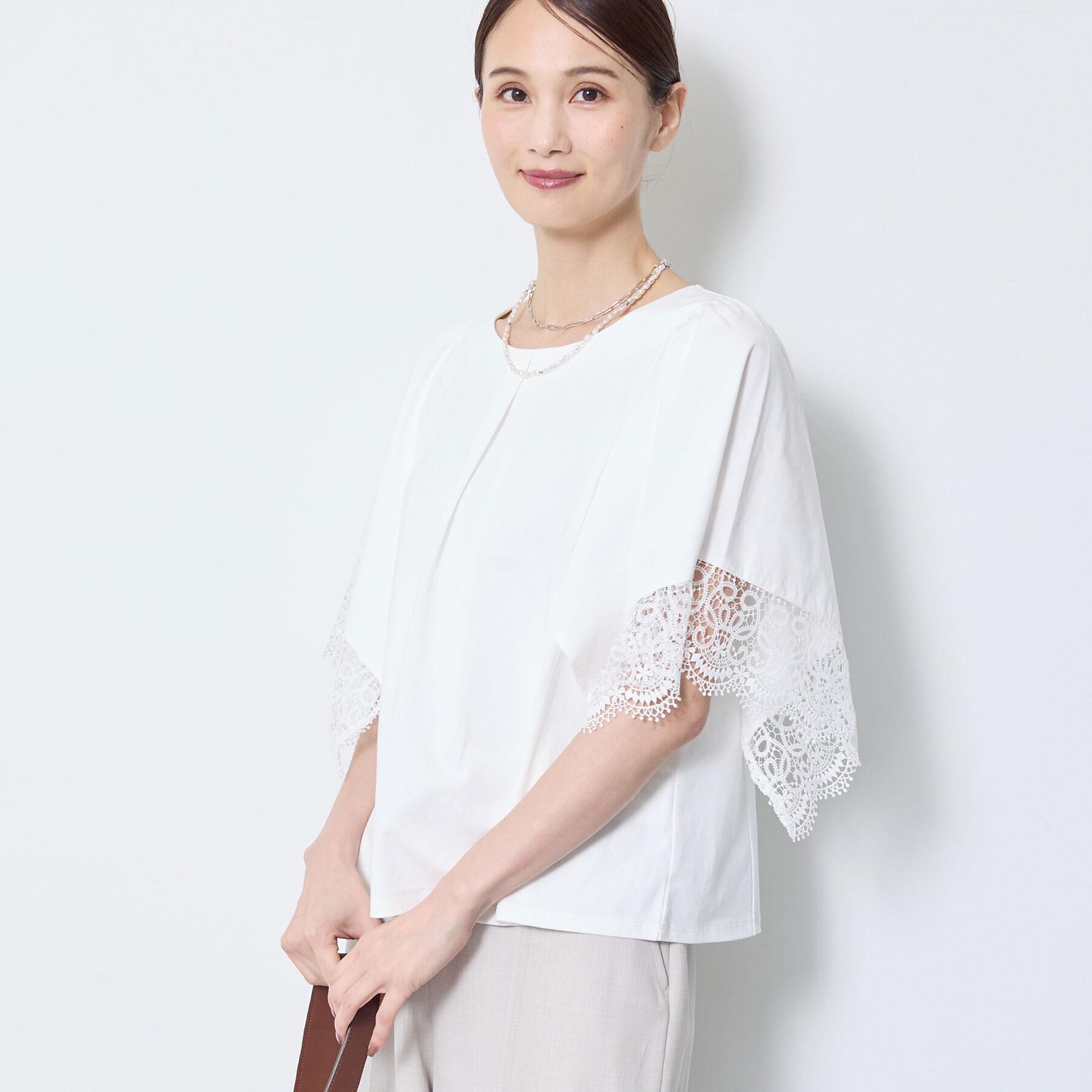 Reflect「【UVカット／接触冷感】レーススリーブジャージカットソー」|Tシャツ・カットソー|