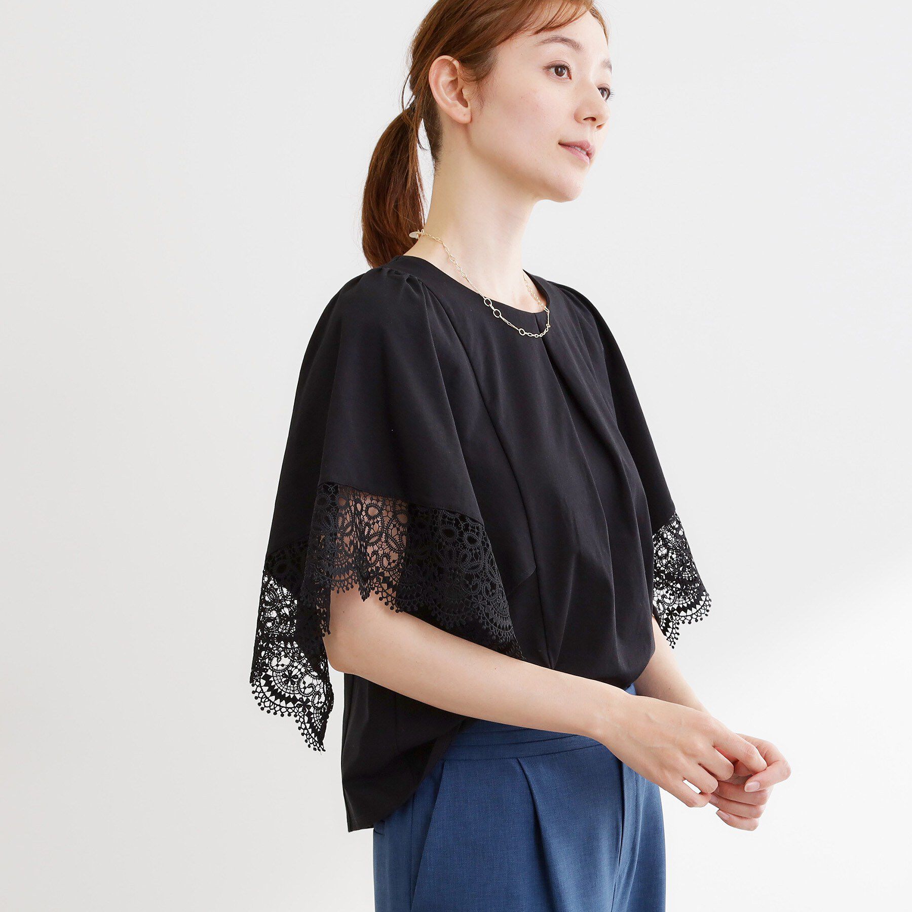 Reflect「【UVカット／接触冷感】レーススリーブジャージカットソー」|Tシャツ・カットソー|