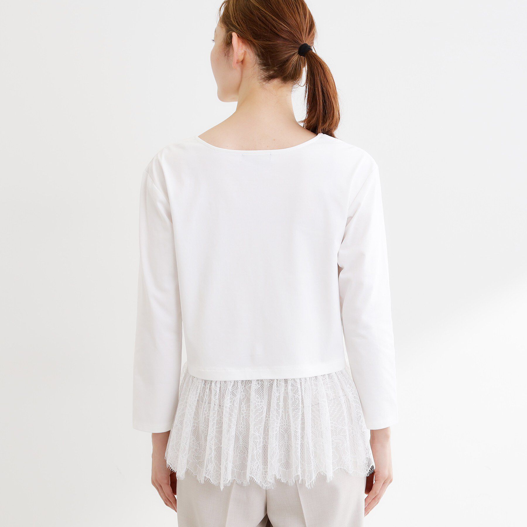 Reflect「【UVカット／接触冷感／レイヤードにおすすめ◎】レース切り替えプルオーバージャージ」|Tシャツ・カットソー|