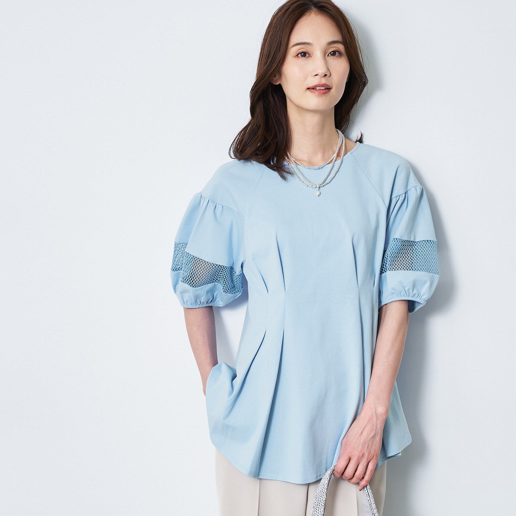 Reflect「メッシュ切り替えスリーブトップス」|Tシャツ・カットソー|