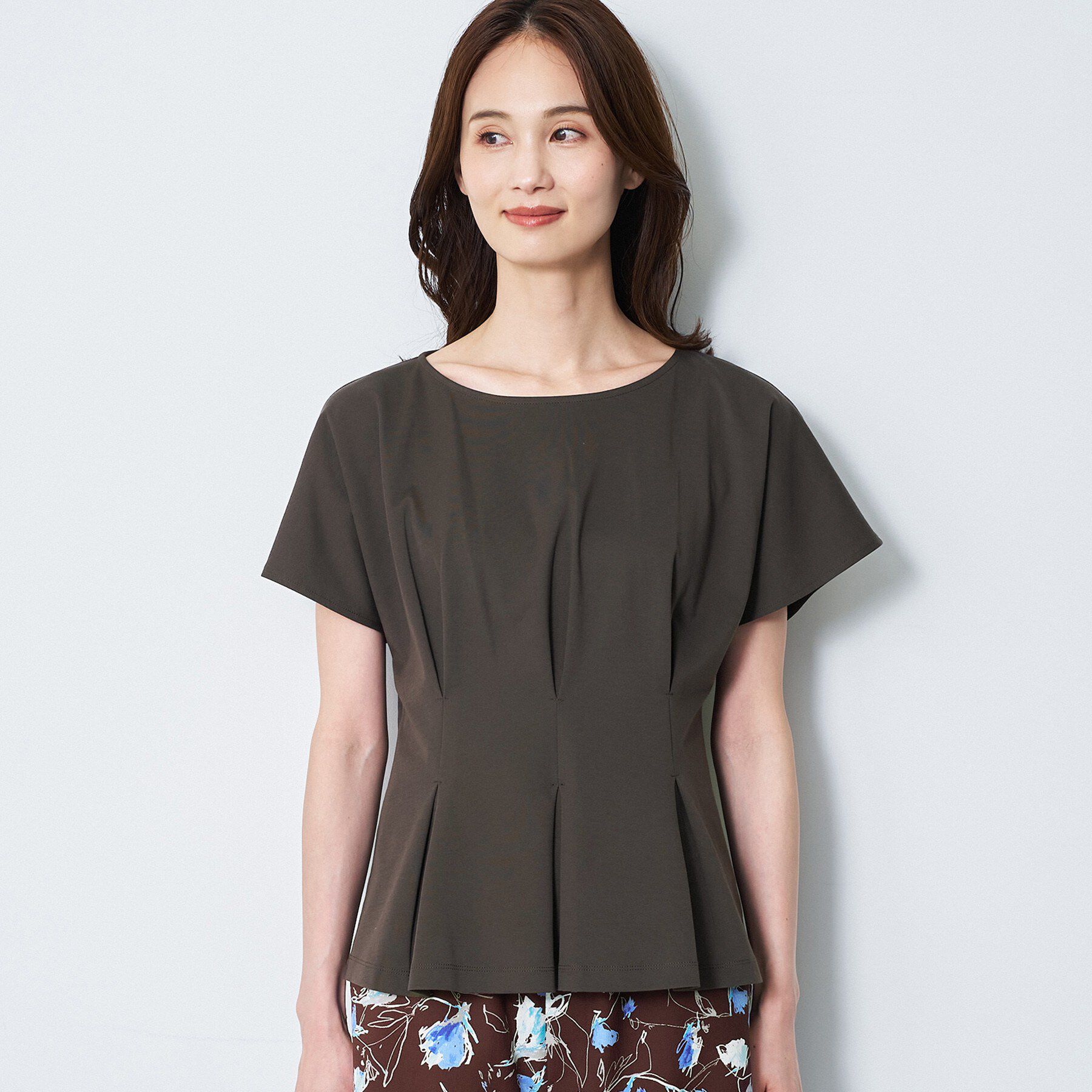 Reflect「【UVカット／接触冷感／吸水速乾】タックデザインフレアトップス」|Tシャツ・カットソー|