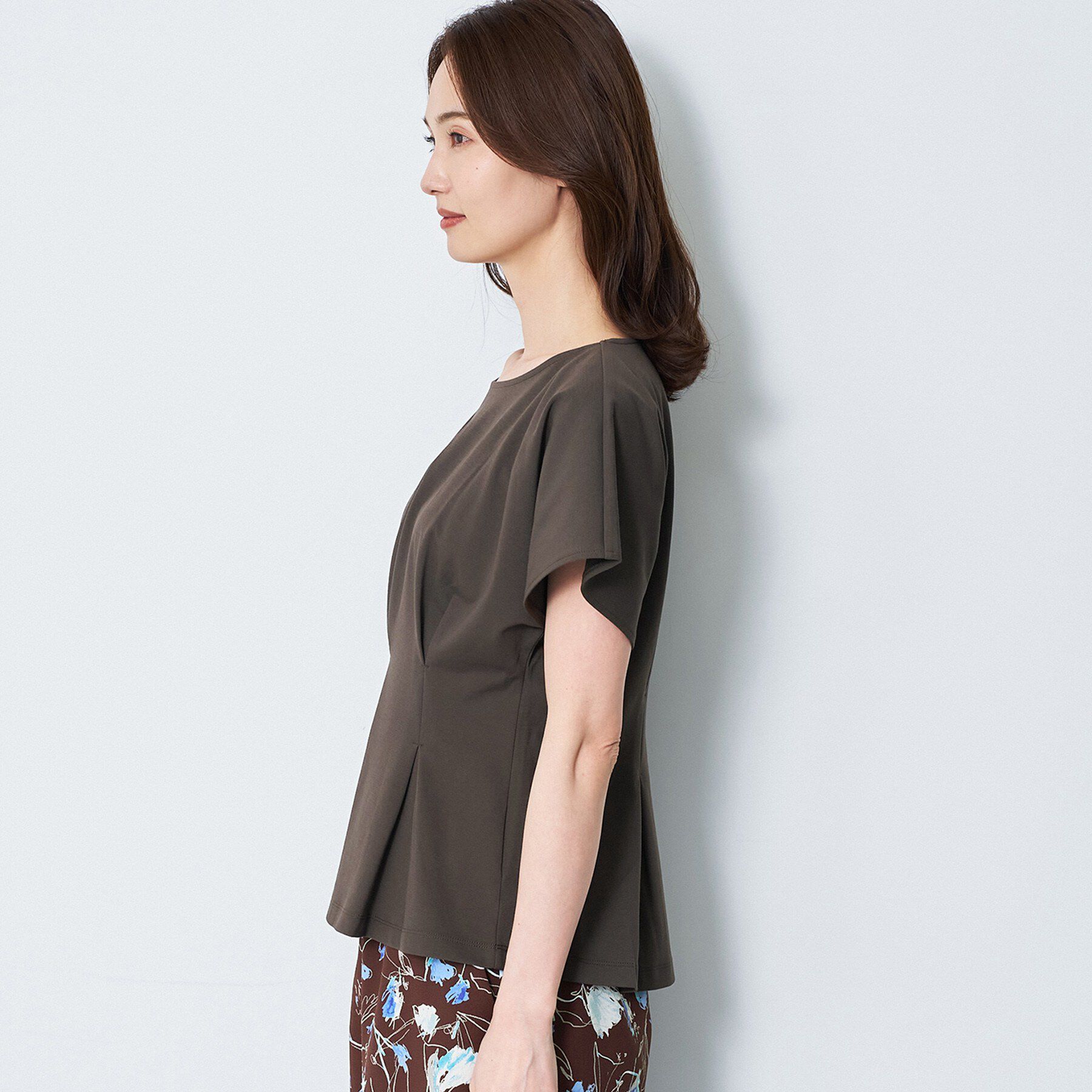 Reflect「【UVカット／接触冷感／吸水速乾】タックデザインフレアトップス」|Tシャツ・カットソー|