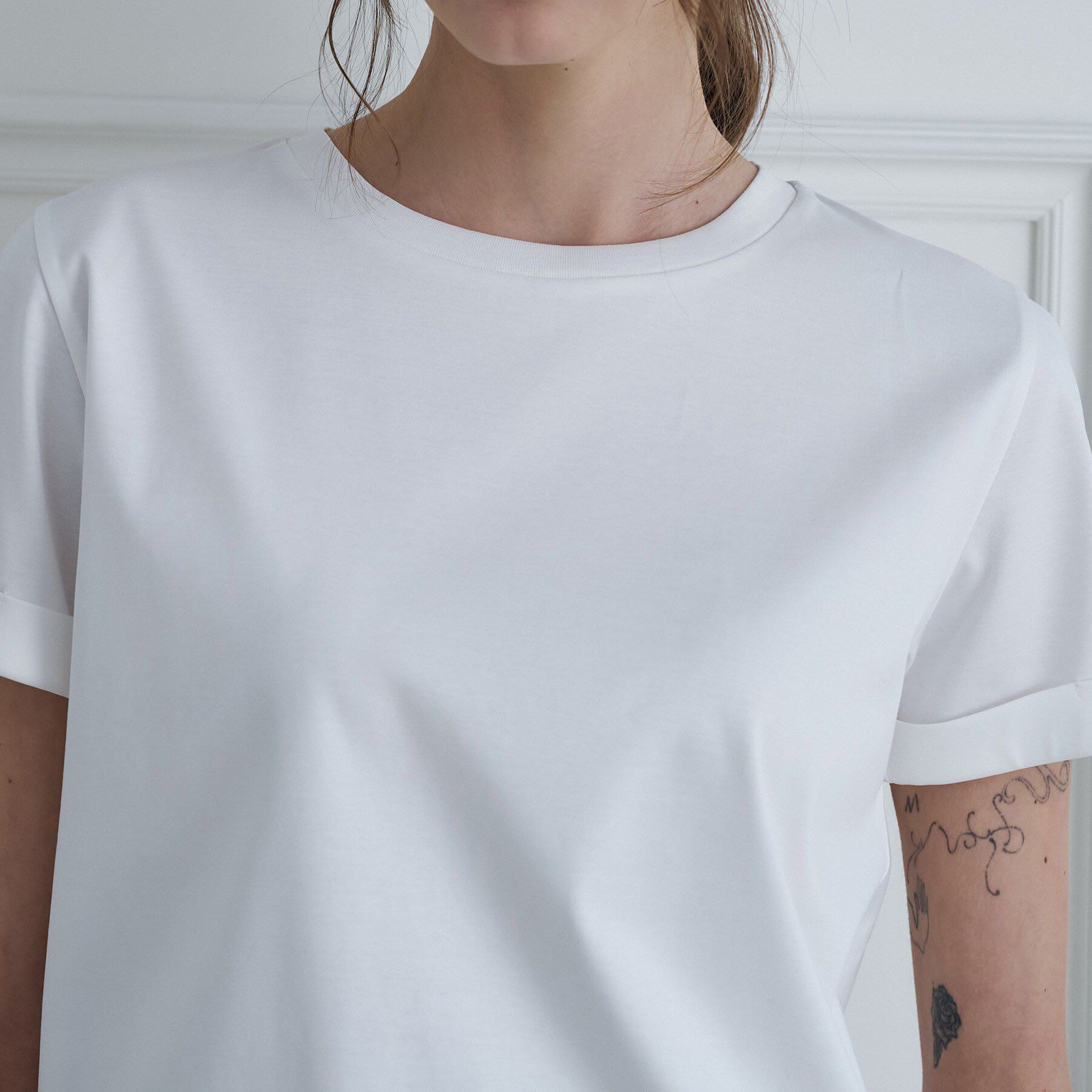 DRESSTERIOR「【接触冷感／抗菌防臭／消臭】アイスクリアコットン ターンナップT」|Tシャツ・カットソー|