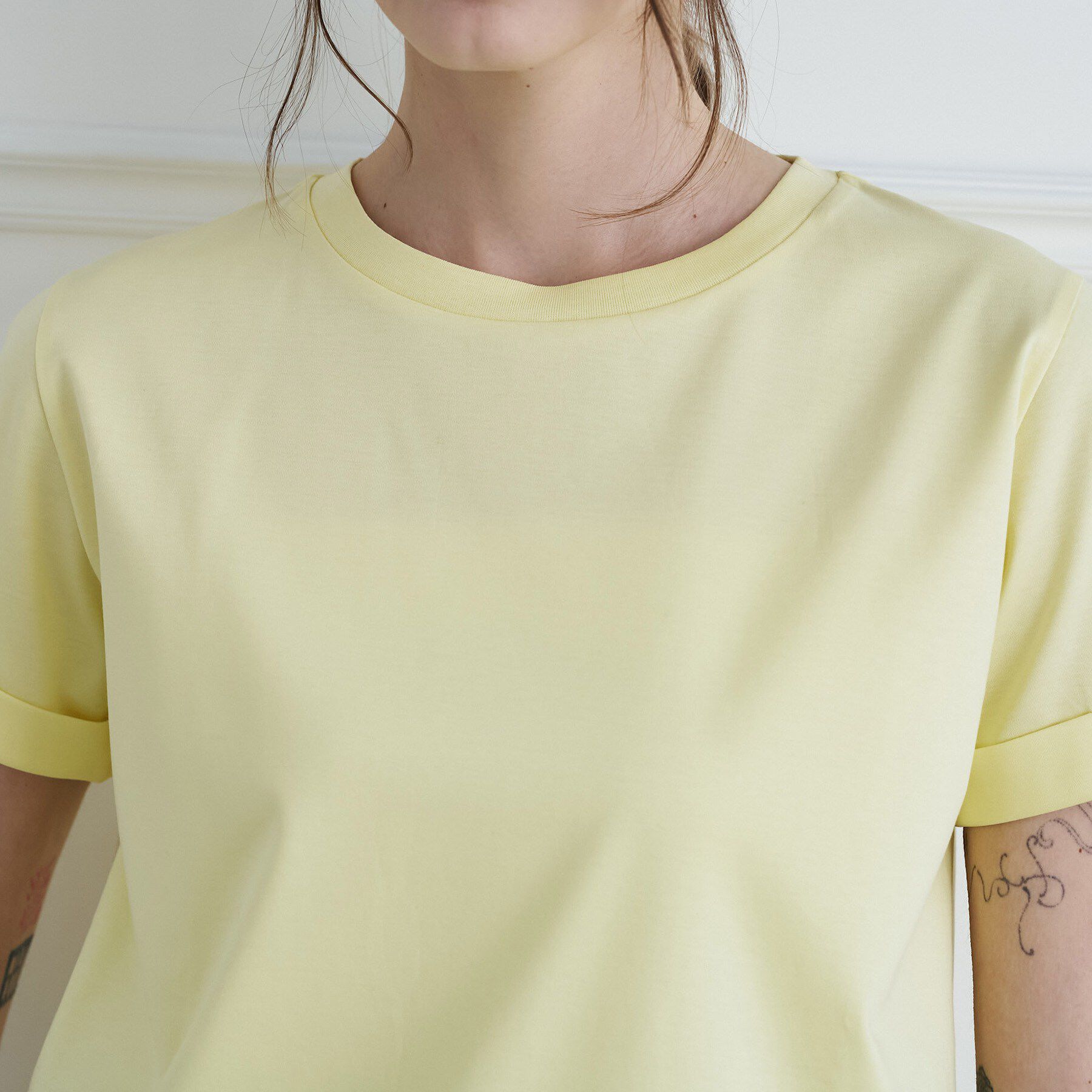 DRESSTERIOR「【接触冷感／抗菌防臭／消臭】アイスクリアコットン ターンナップT」|Tシャツ・カットソー|