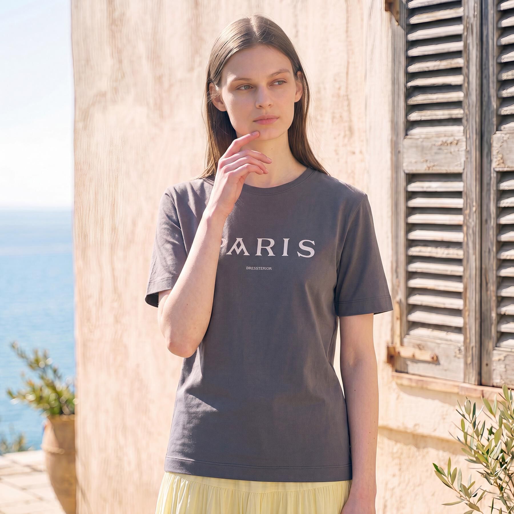 DRESSTERIOR「【接触冷感／抗菌防臭／消臭】アイスクリアコットン PARIS Tシャツ」|Tシャツ・カットソー|