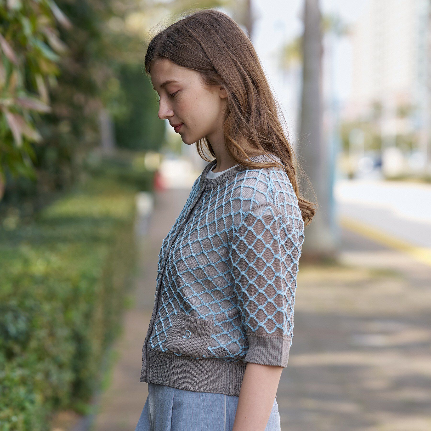 DRESSTERIOR「【ウォッシャブル】フィッシュネットニットシャツカーディガン」|カーディガン|