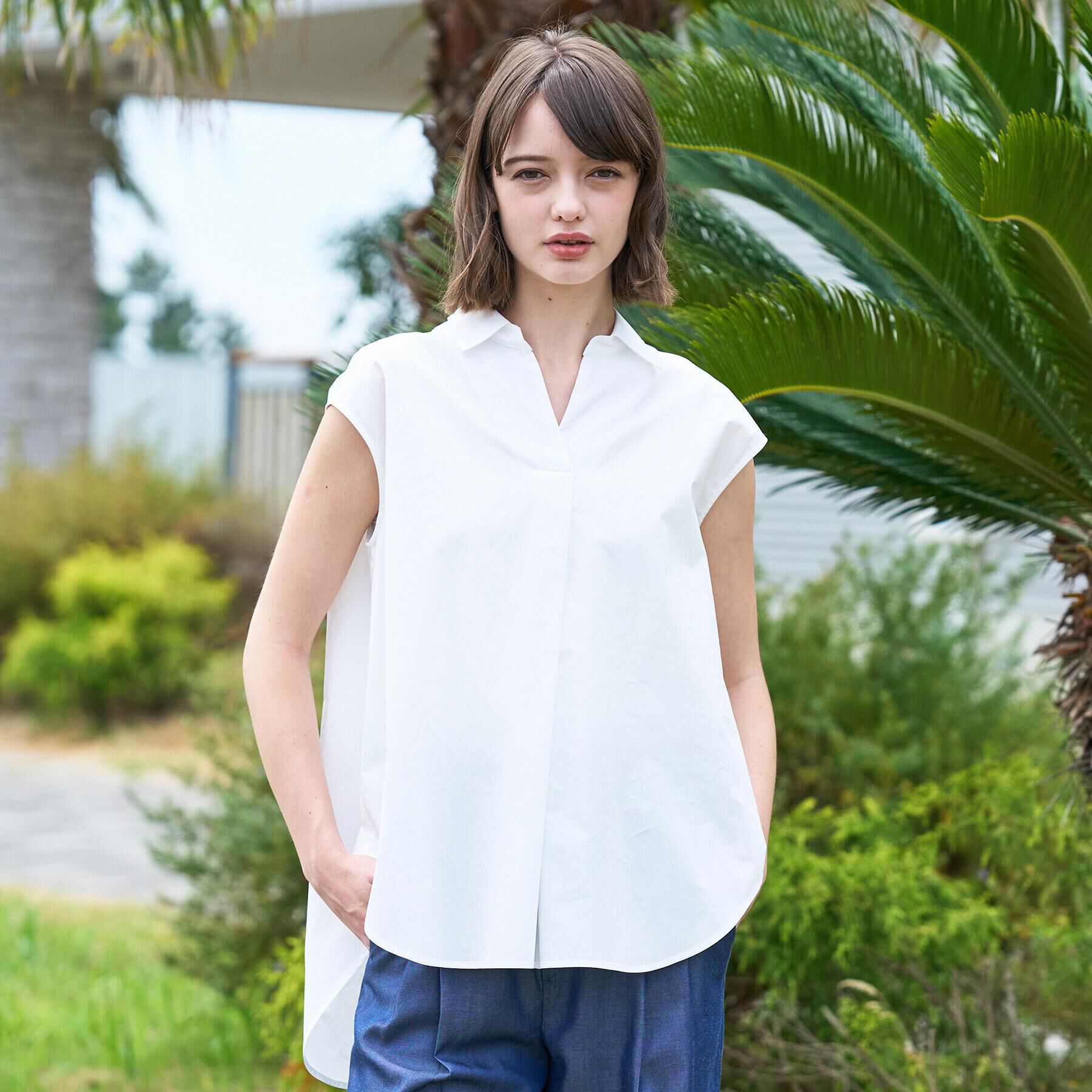 DRESSTERIOR「フレンチスリーブ スキッパーブラウス」|シャツ・ブラウス|