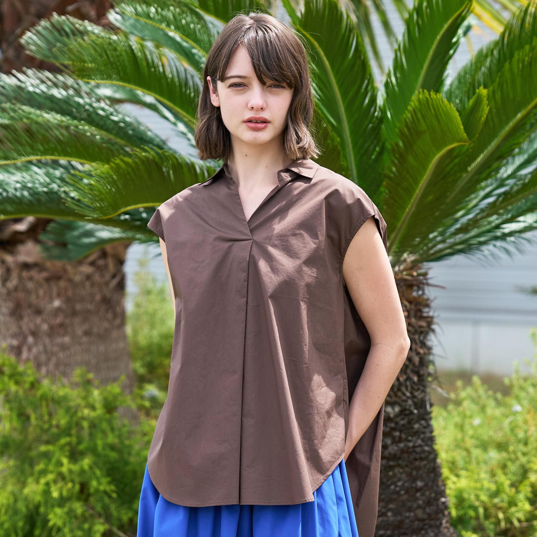 DRESSTERIOR「フレンチスリーブ スキッパーブラウス」|シャツ・ブラウス|