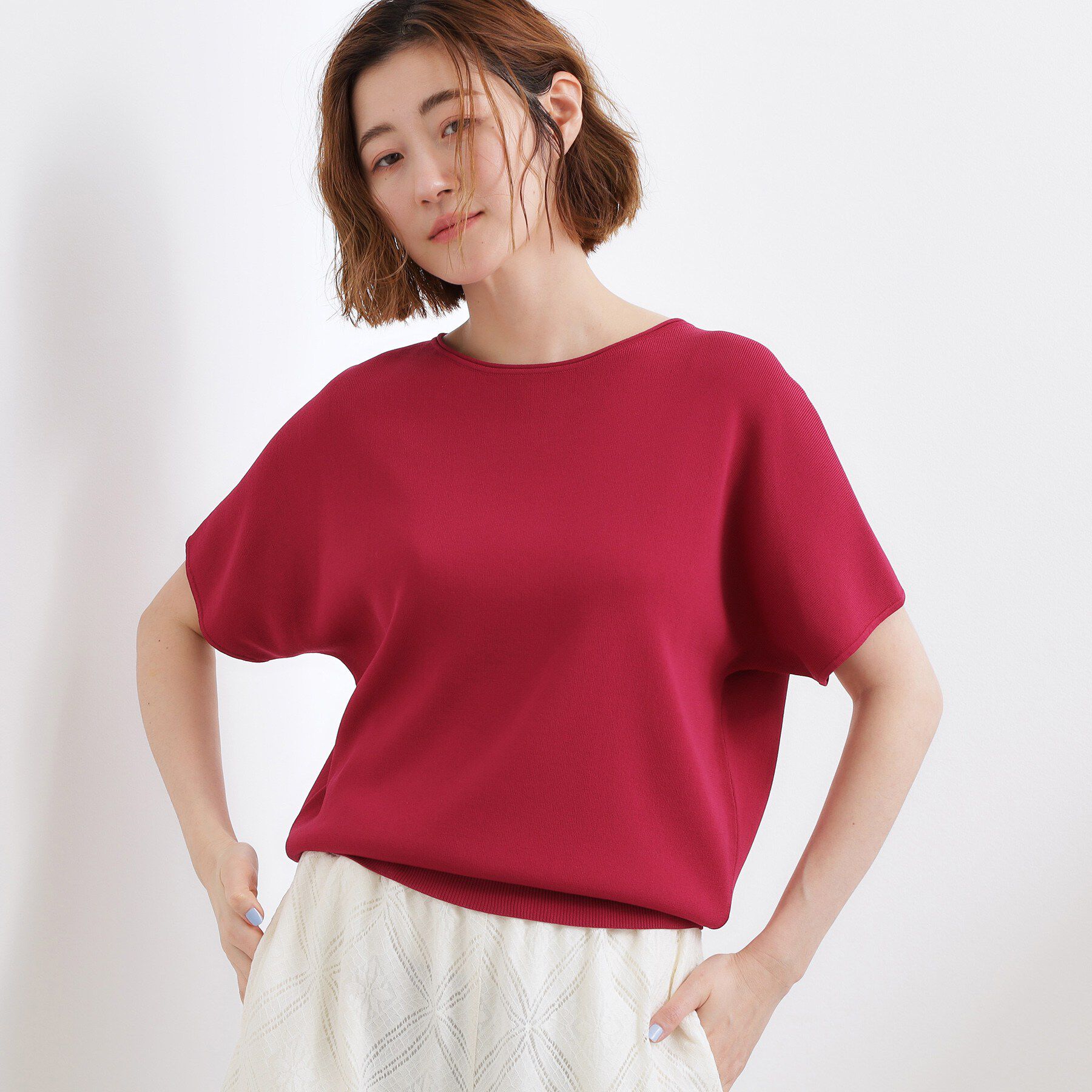 grove「【シリーズ累計36万枚！名品ニット】やわらかドライタッチ ドルマンニット」|ニット・セーター|