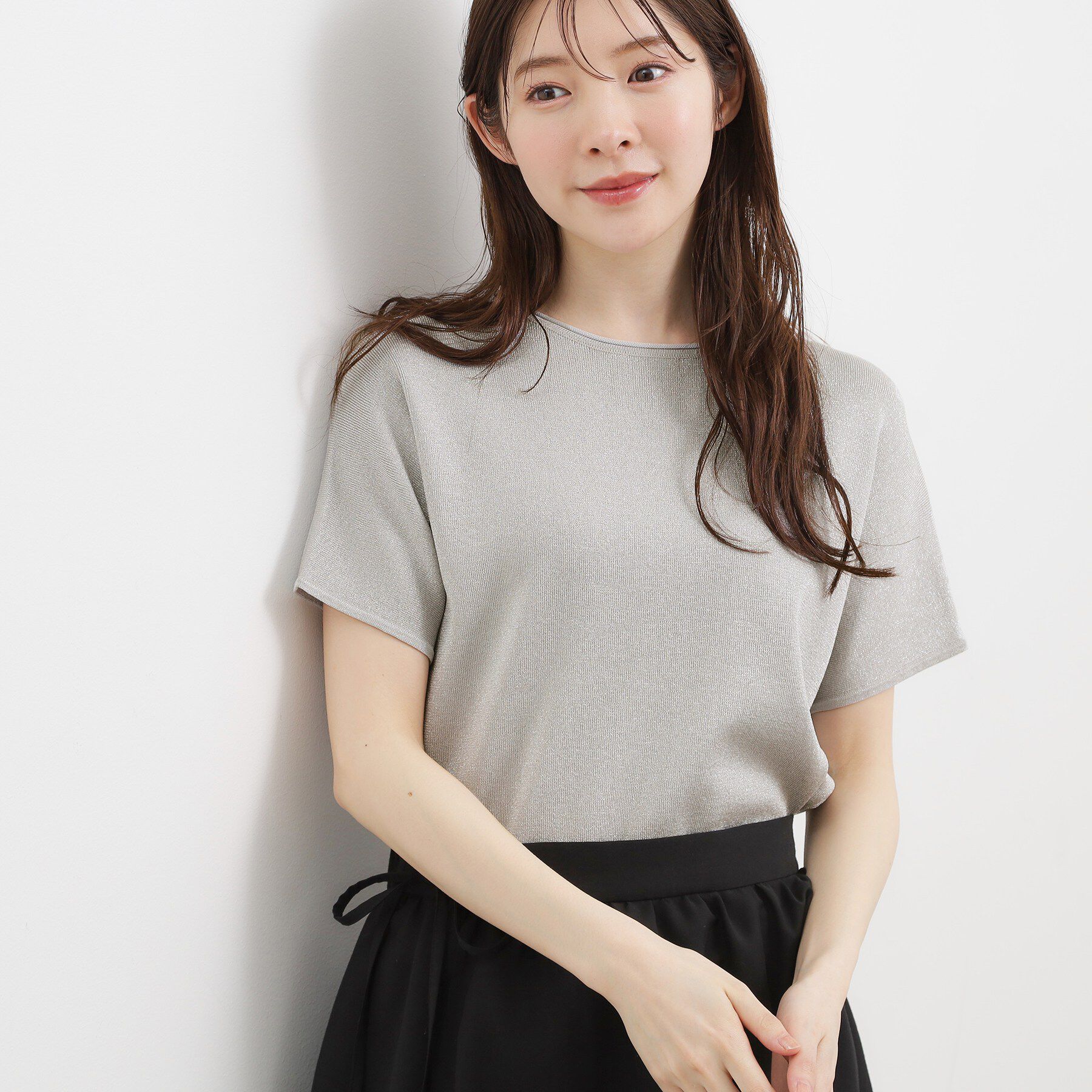 grove「【シリーズ累計36万枚！名品ニット】やわらかドライタッチ ドルマンニット」|ニット・セーター|シルバー(006)