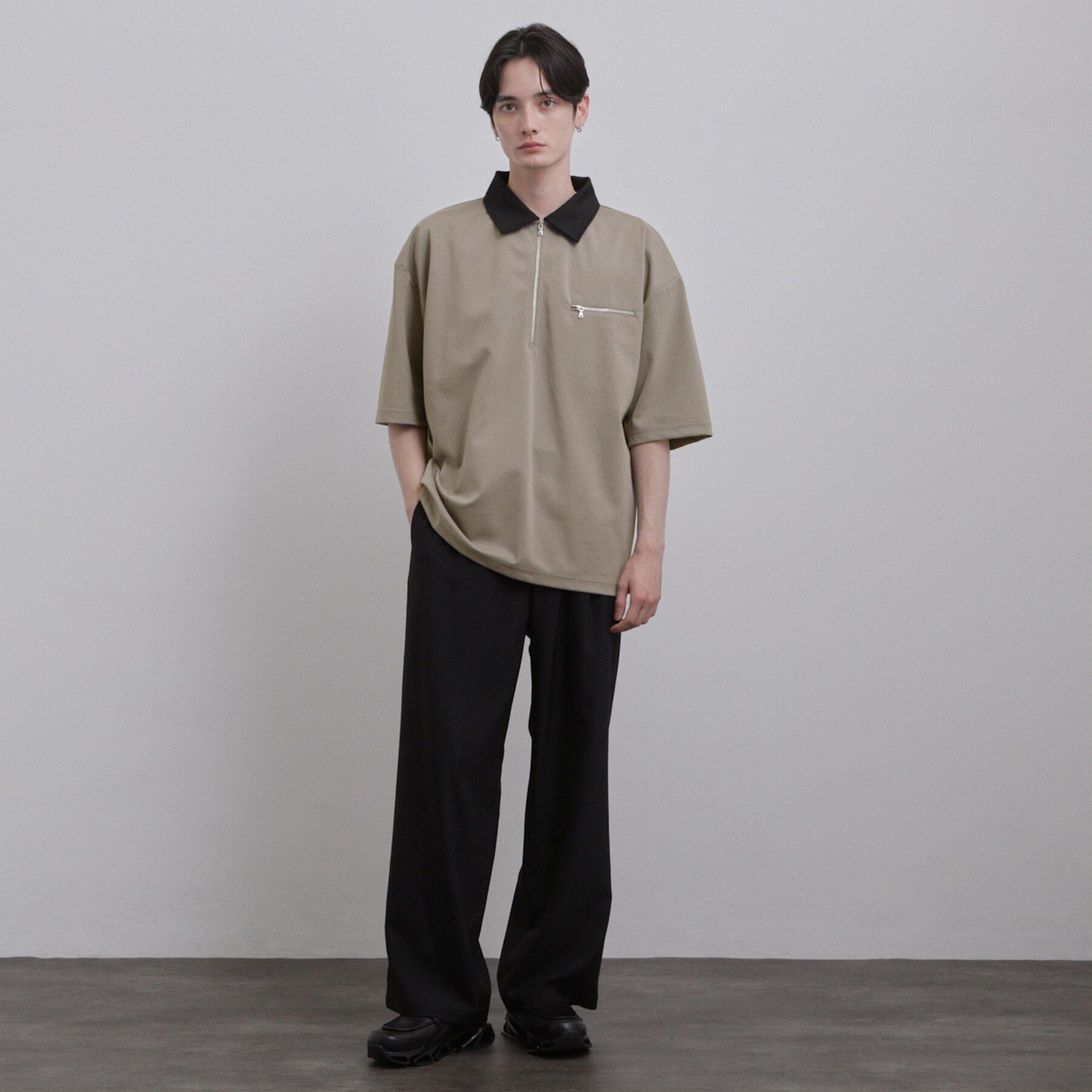 tk.TAKEO KIKUCHI「【人気商品！】カラースイッチハーフジップポロ/ドロップショルダー/ポロシャツ/ドライタッチ」|Tシャツ・カットソー|