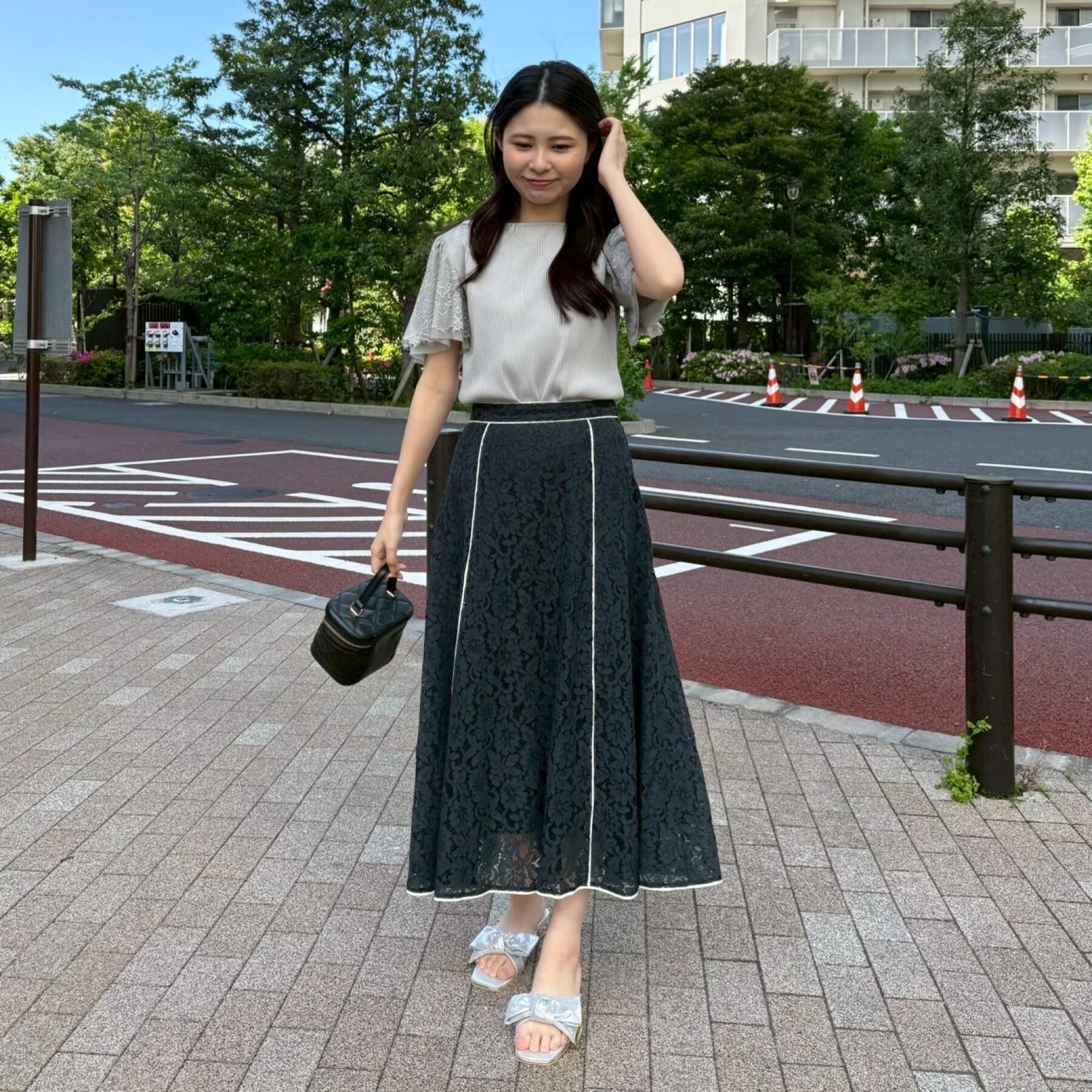 Couture broach「【洗える】袖レース テレコトップス」|Tシャツ・カットソー|