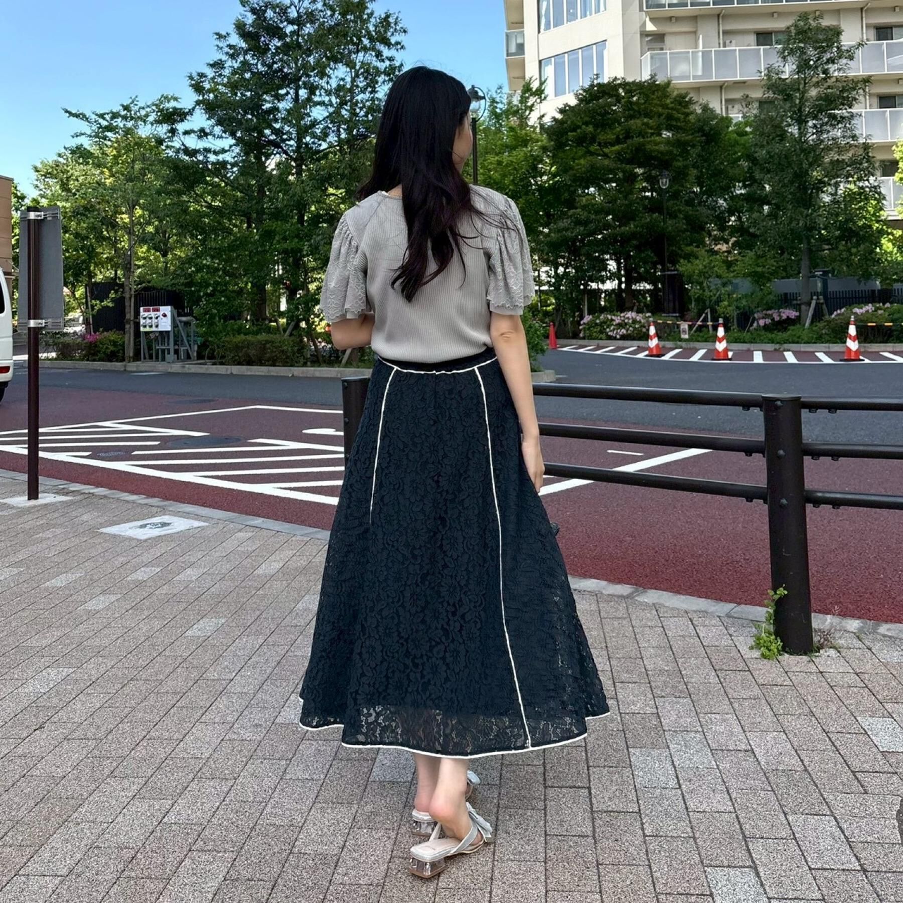 Couture broach「【洗える】袖レース テレコトップス」|Tシャツ・カットソー|