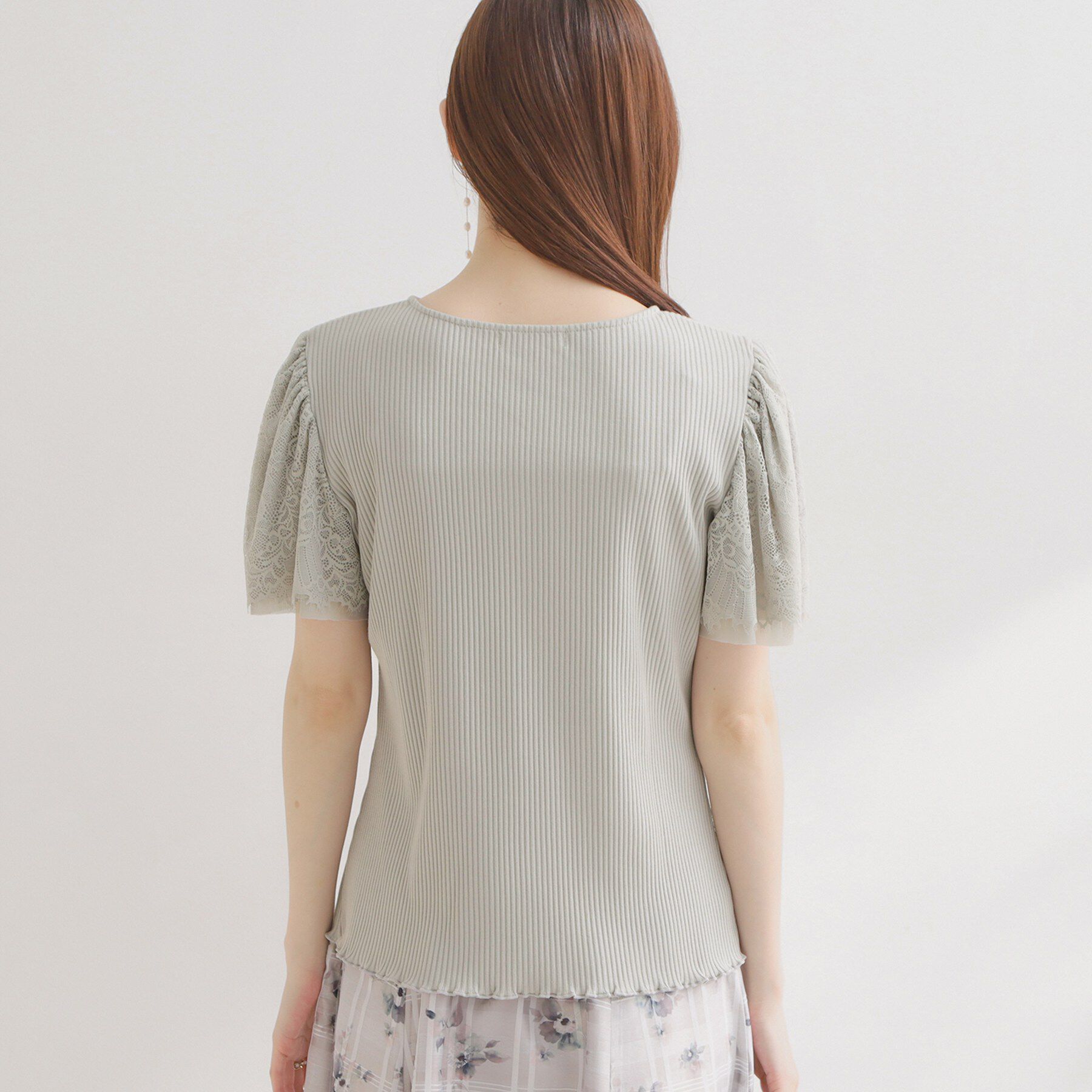 Couture broach「【洗える】袖レース テレコトップス」|Tシャツ・カットソー|