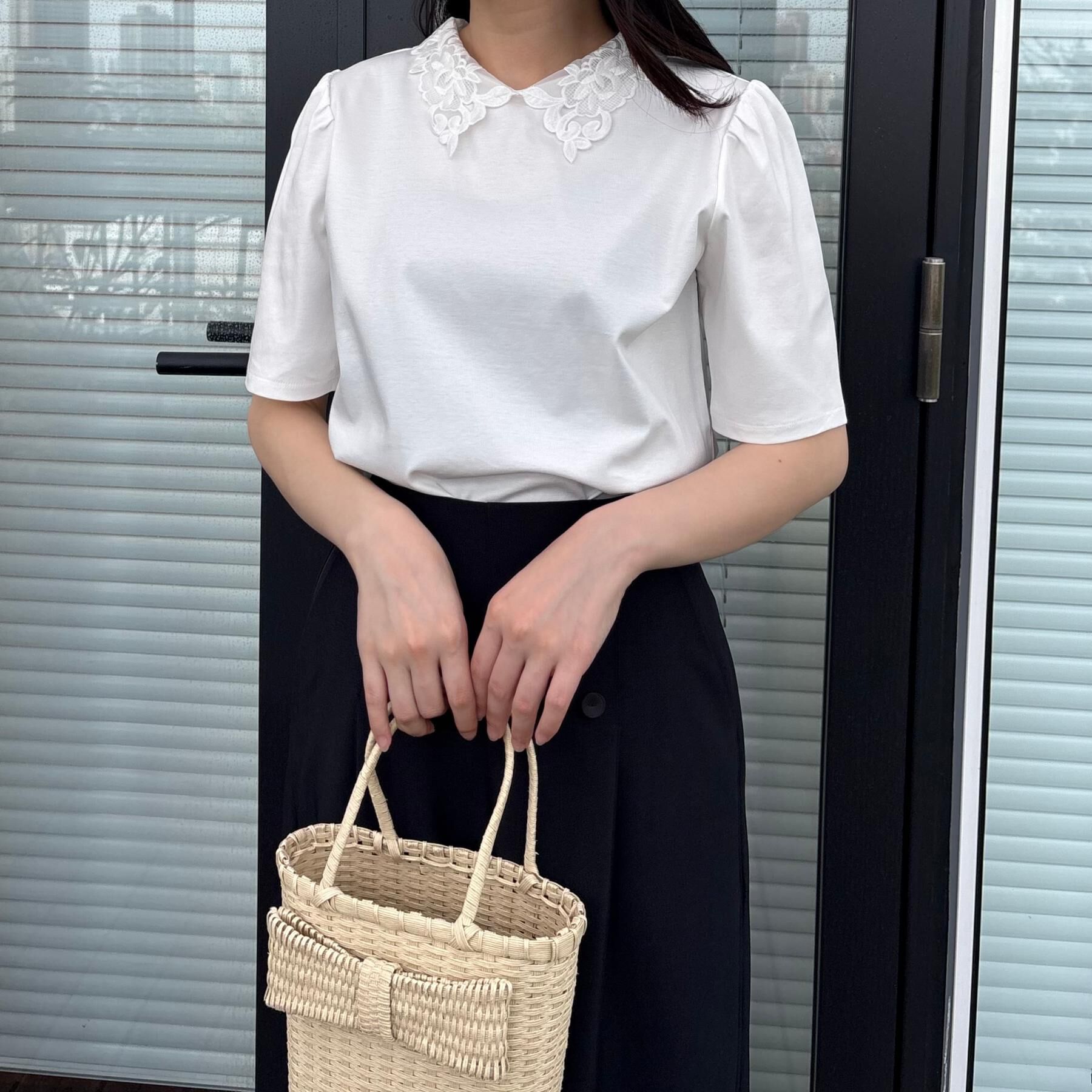 Couture broach「【UVカット・接触冷感・洗える】襟レース トップス」|Tシャツ・カットソー|