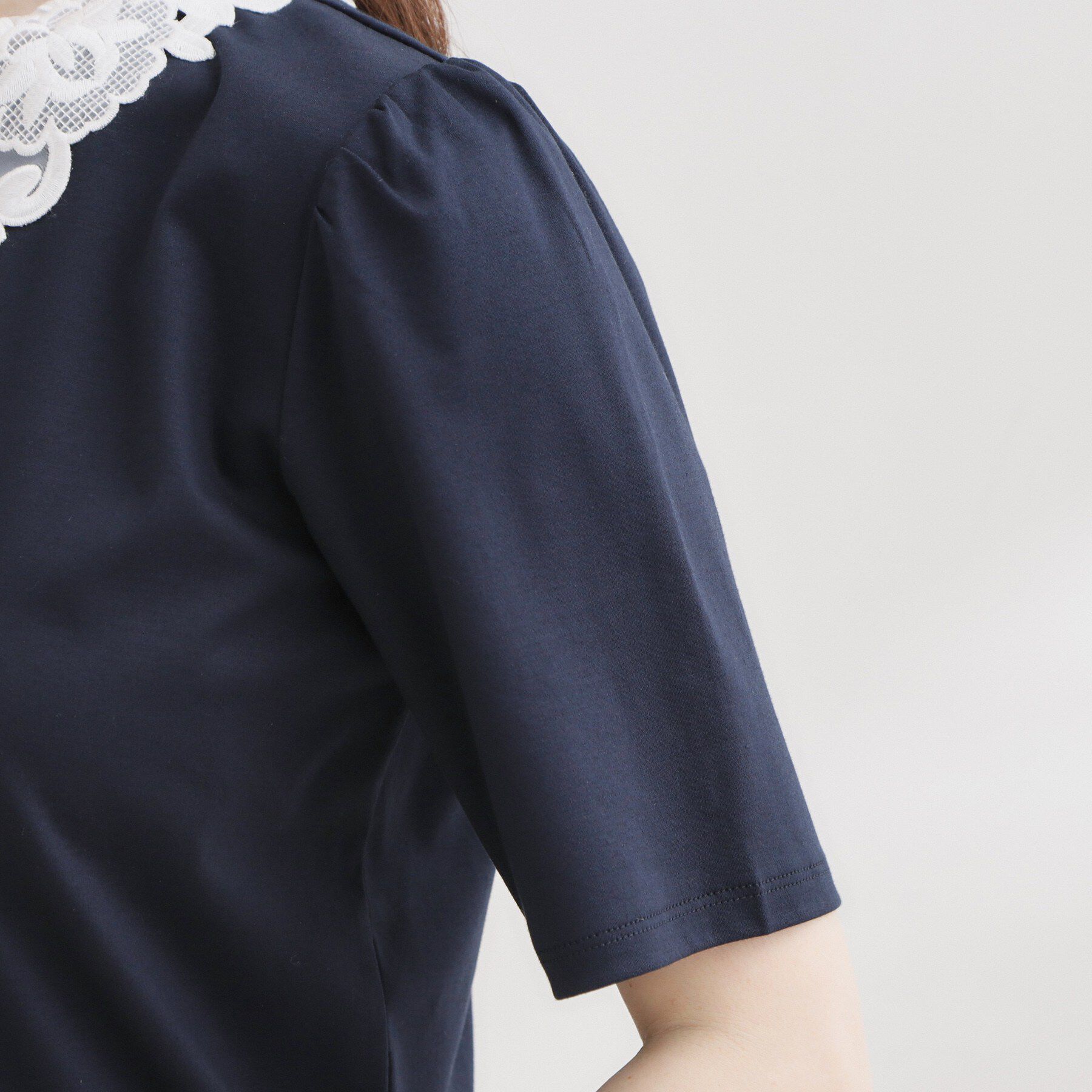 Couture broach「【UVカット・接触冷感・洗える】襟レース トップス」|Tシャツ・カットソー|