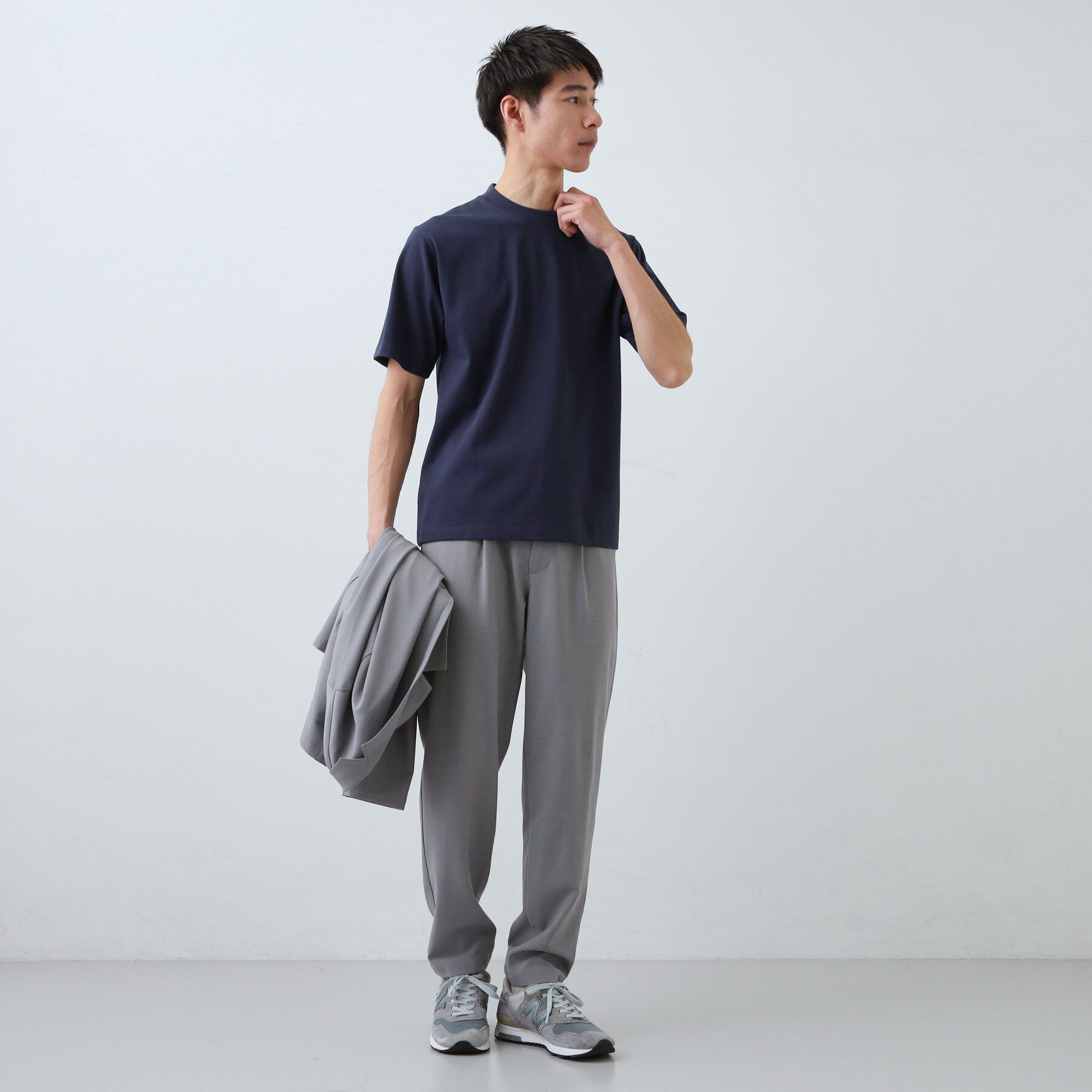 THE SHOP TK「【ジャケットインにおすすめ】ビジネス半袖Tシャツ 洗濯機OK/襟高」|Tシャツ・カットソー|