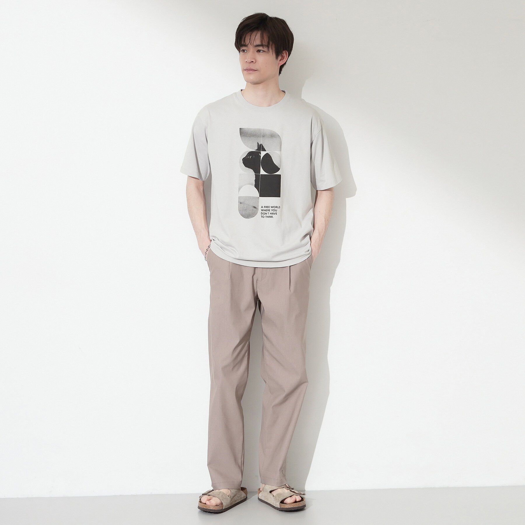 THE SHOP TK「【夏コーデの主役に】グラフィックコットン半袖Tシャツ CAT／LANDSCAPE」|Tシャツ・カットソー|