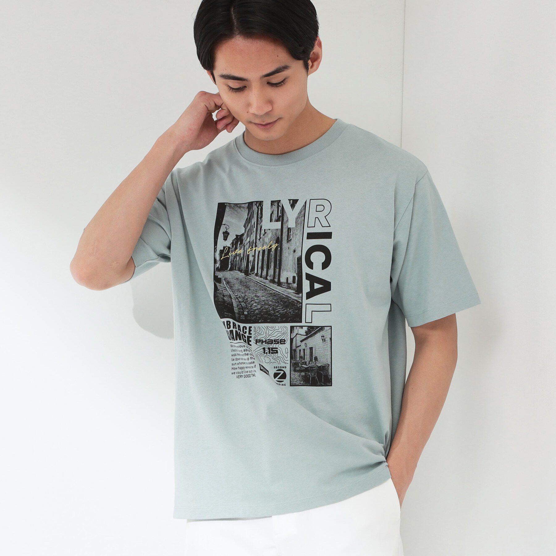 THE SHOP TK「【夏コーデの主役に】グラフィックコットン半袖Tシャツ CAT／LANDSCAPE」|Tシャツ・カットソー|