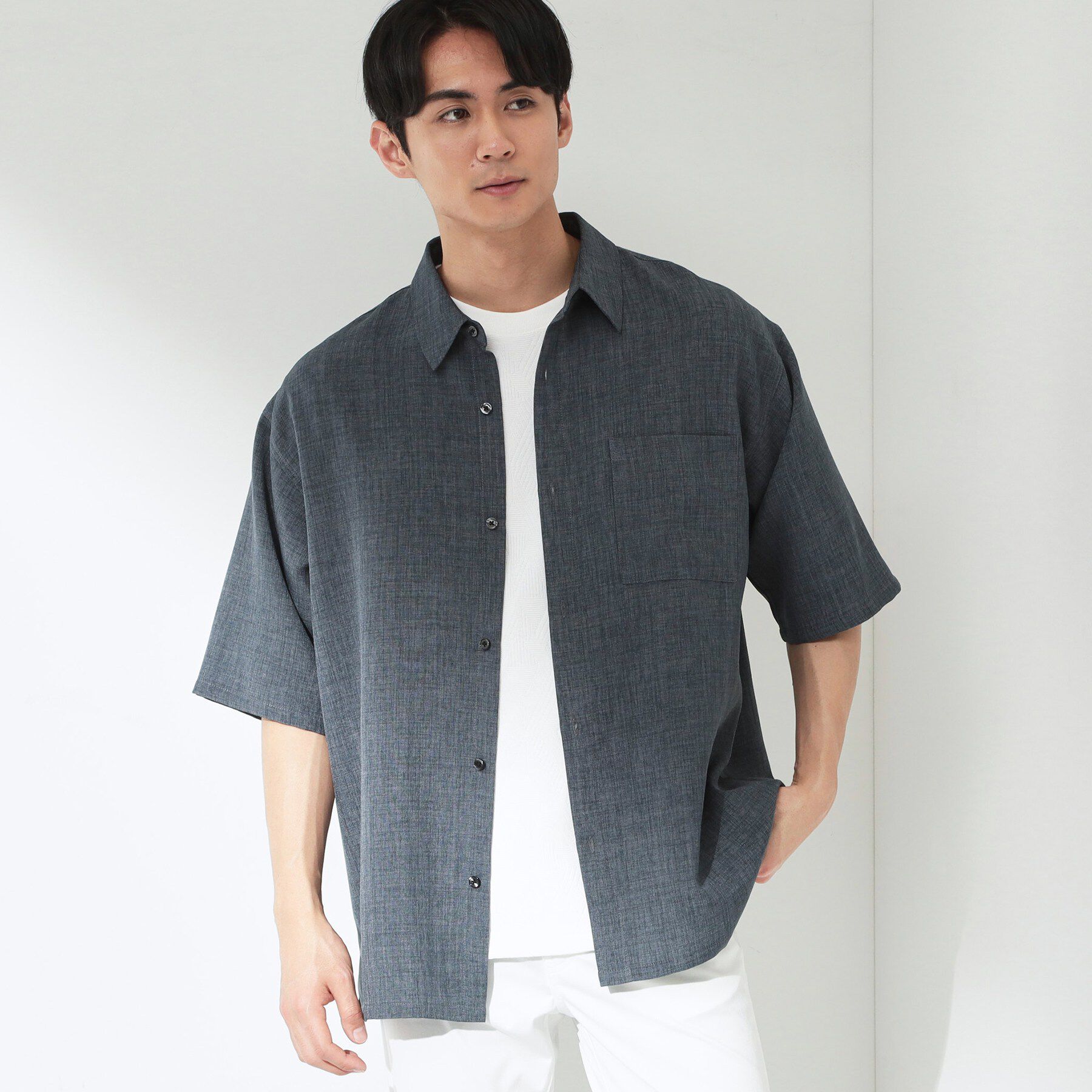 THE SHOP TK「【LINO FINE】 リネンライク半袖シャツ UVカット／イージーケア／吸水速乾／洗濯機OK／セッ」|シャツ・ブラウス|