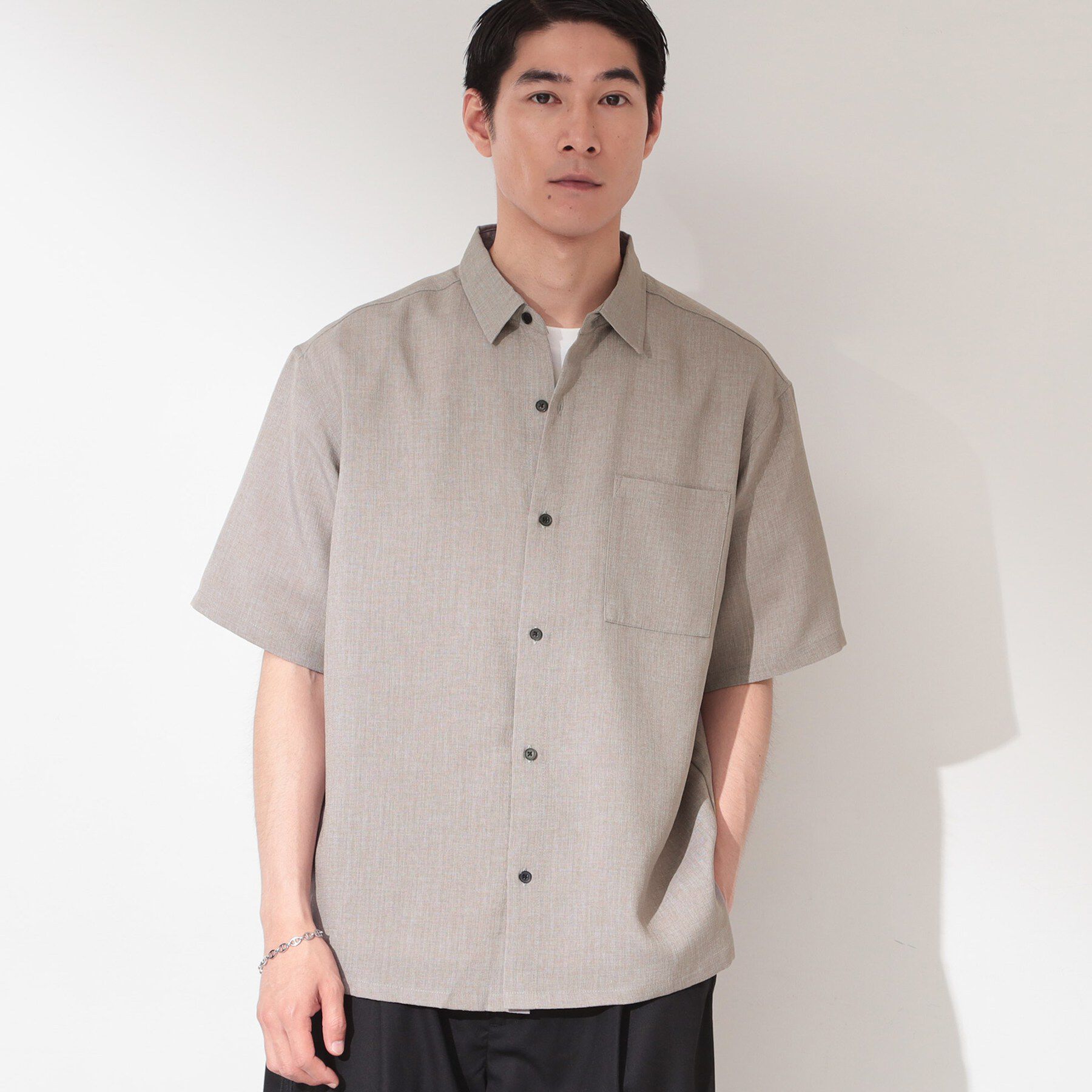 THE SHOP TK「【LINO FINE】 リネンライク半袖シャツ UVカット／イージーケア／吸水速乾／洗濯機OK／セッ」|シャツ・ブラウス|