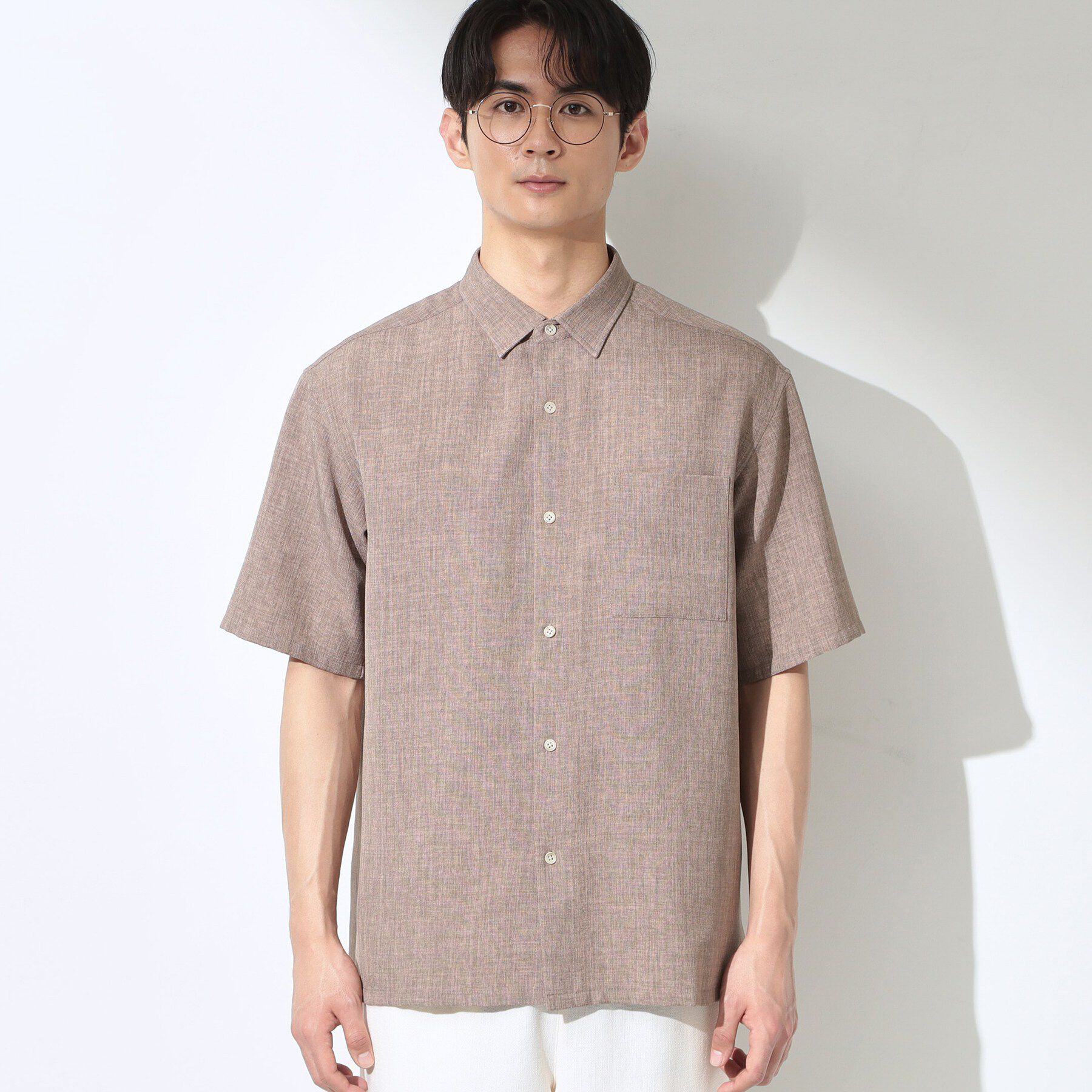 THE SHOP TK「【LINO FINE】 リネンライク半袖シャツ UVカット／イージーケア／吸水速乾／洗濯機OK／セッ」|シャツ・ブラウス|