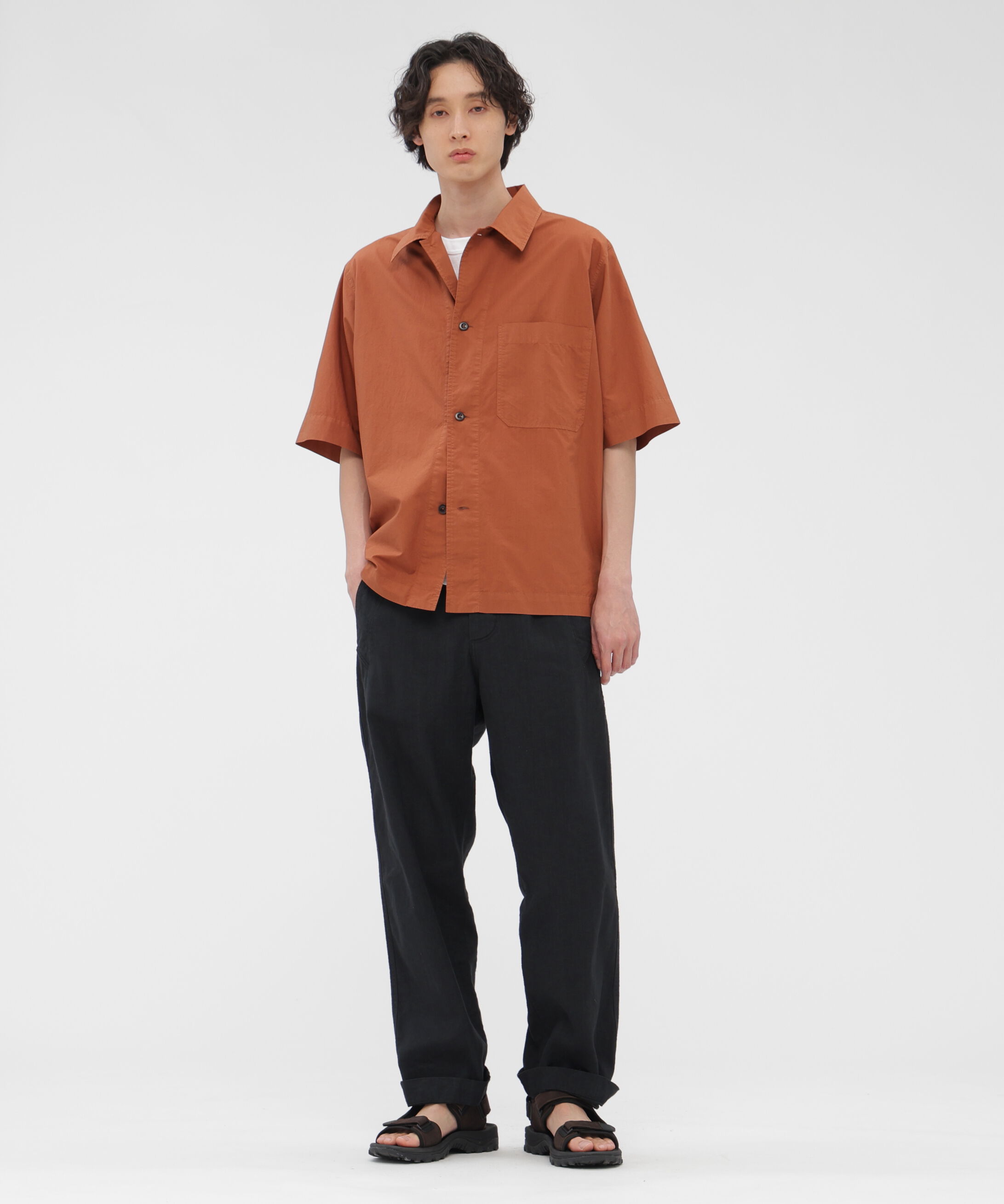 MHL.「FADED LINEN COTTON PLAINWEAVE TROUSERS」|その他|BLACK