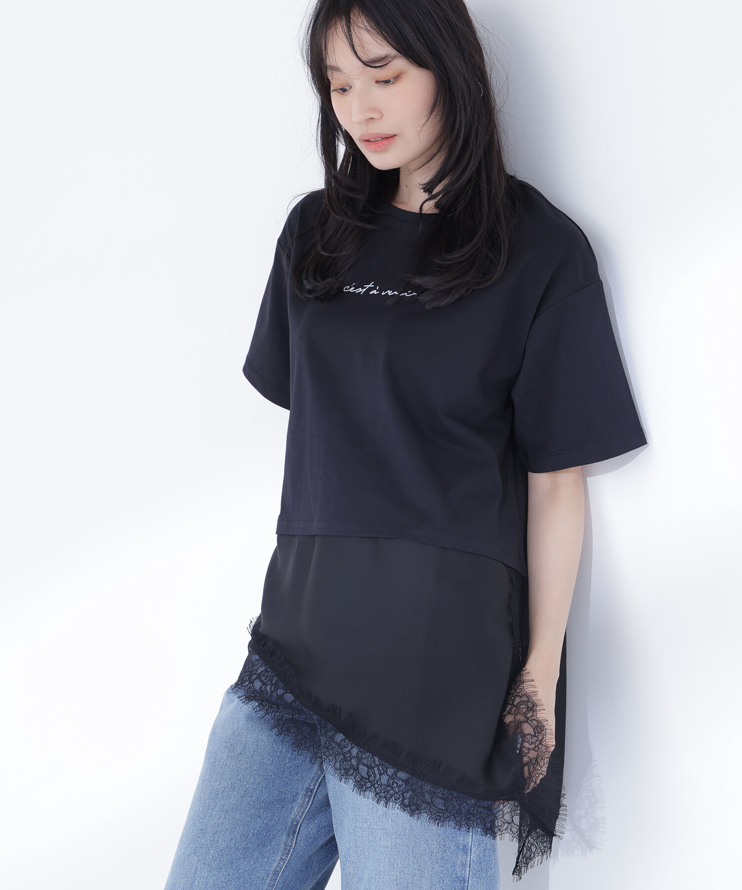  「レースドッキングロゴTシャツ」|Tシャツ・カットソー|