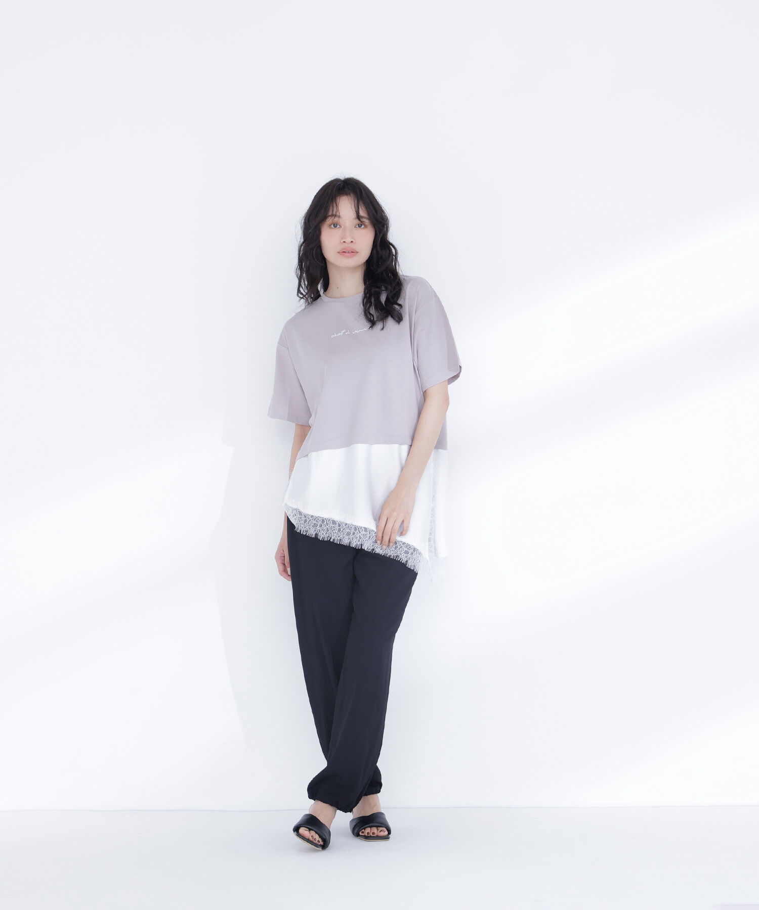  「レースドッキングロゴTシャツ」|Tシャツ・カットソー|