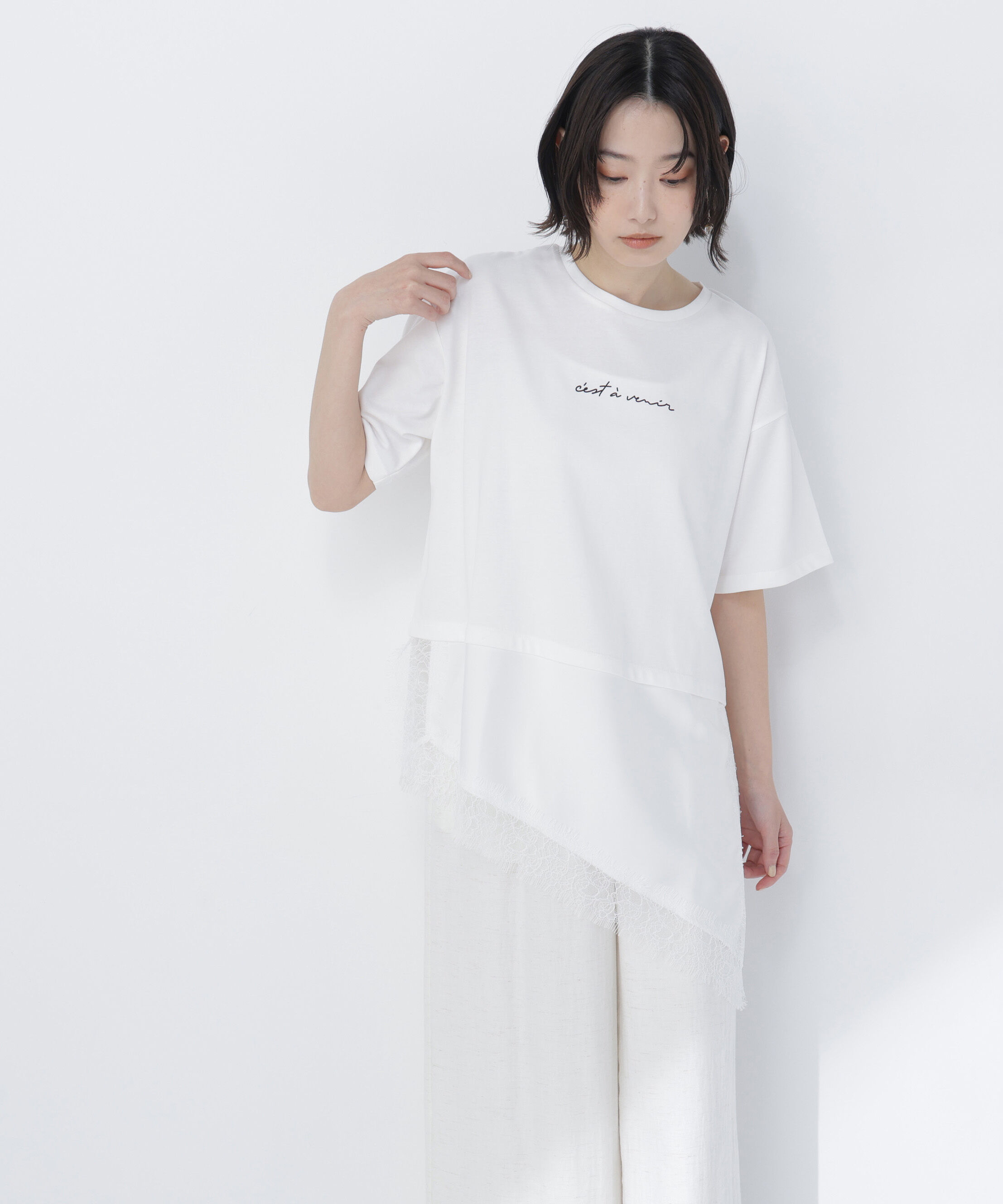  「レースドッキングロゴTシャツ」|Tシャツ・カットソー|