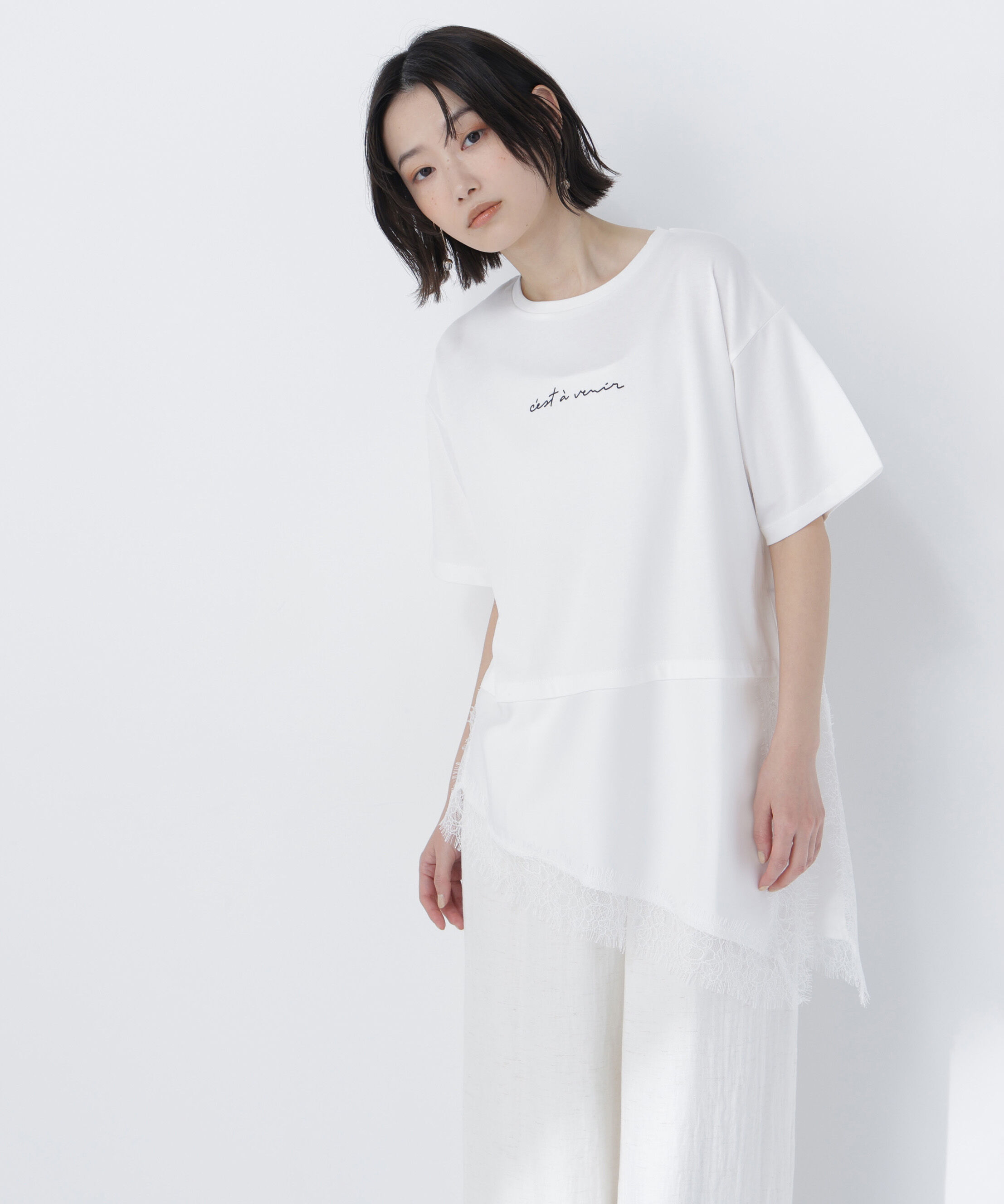  「レースドッキングロゴTシャツ」|Tシャツ・カットソー|