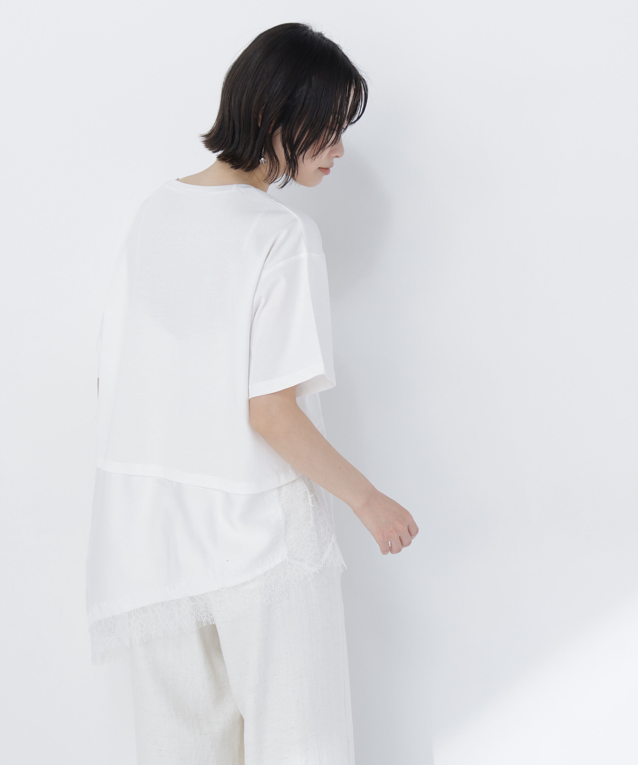  「レースドッキングロゴTシャツ」|Tシャツ・カットソー|
