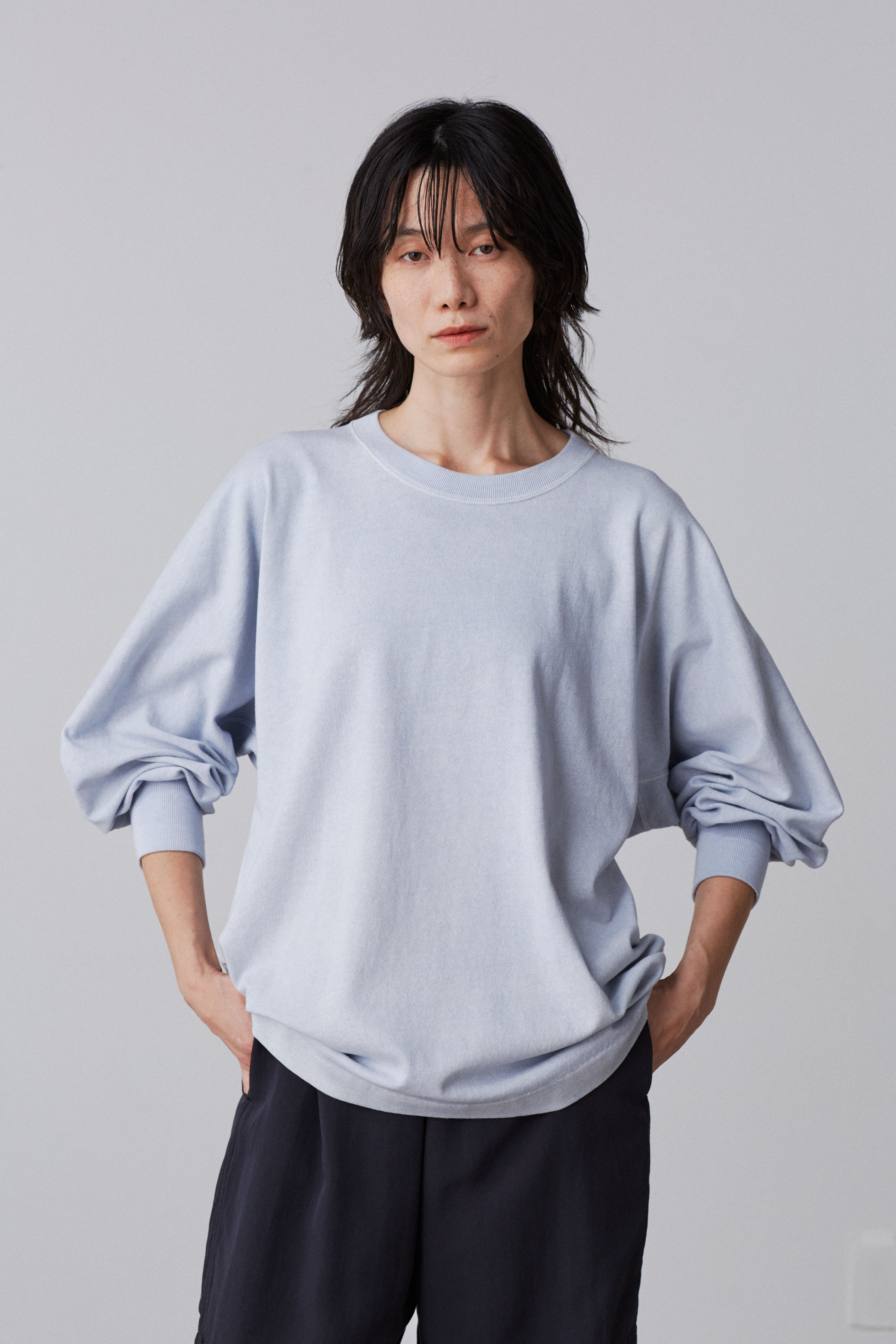 YLEVE 「YLEVE / OPEN END COTTON PIGMENT DYE PULL OVER」|Tシャツ・カットソー|ブルー