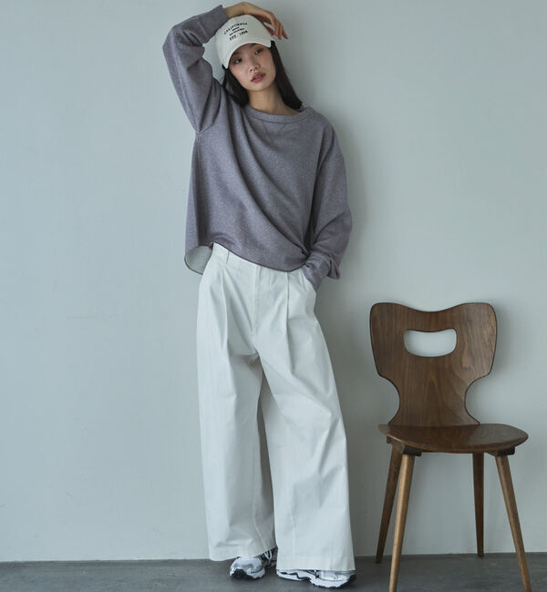 Doux archives「ボートネックラメ裏毛長袖プルオーバー」|Tシャツ・カットソー|