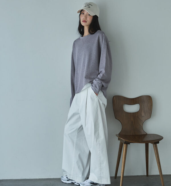 Doux archives「ボートネックラメ裏毛長袖プルオーバー」|Tシャツ・カットソー|