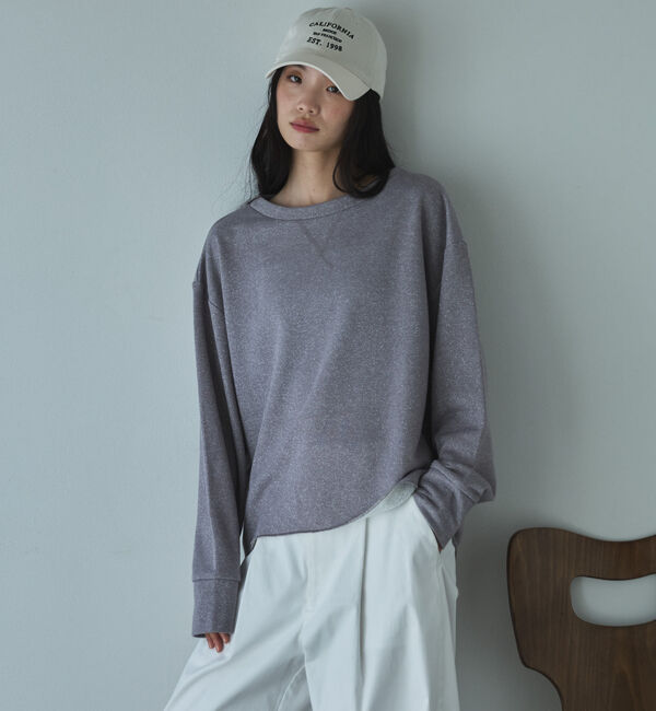 Doux archives「ボートネックラメ裏毛長袖プルオーバー」|Tシャツ・カットソー|