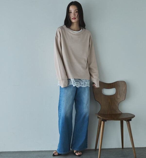 Doux archives「ボートネックラメ裏毛長袖プルオーバー」|Tシャツ・カットソー|