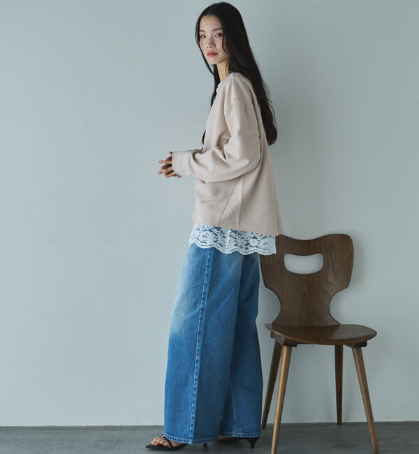 Doux archives「ボートネックラメ裏毛長袖プルオーバー」|Tシャツ・カットソー|