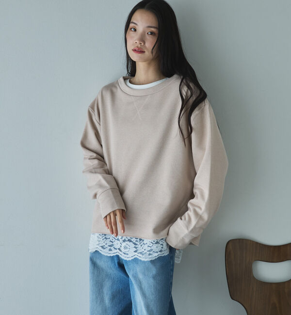 Doux archives「ボートネックラメ裏毛長袖プルオーバー」|Tシャツ・カットソー|