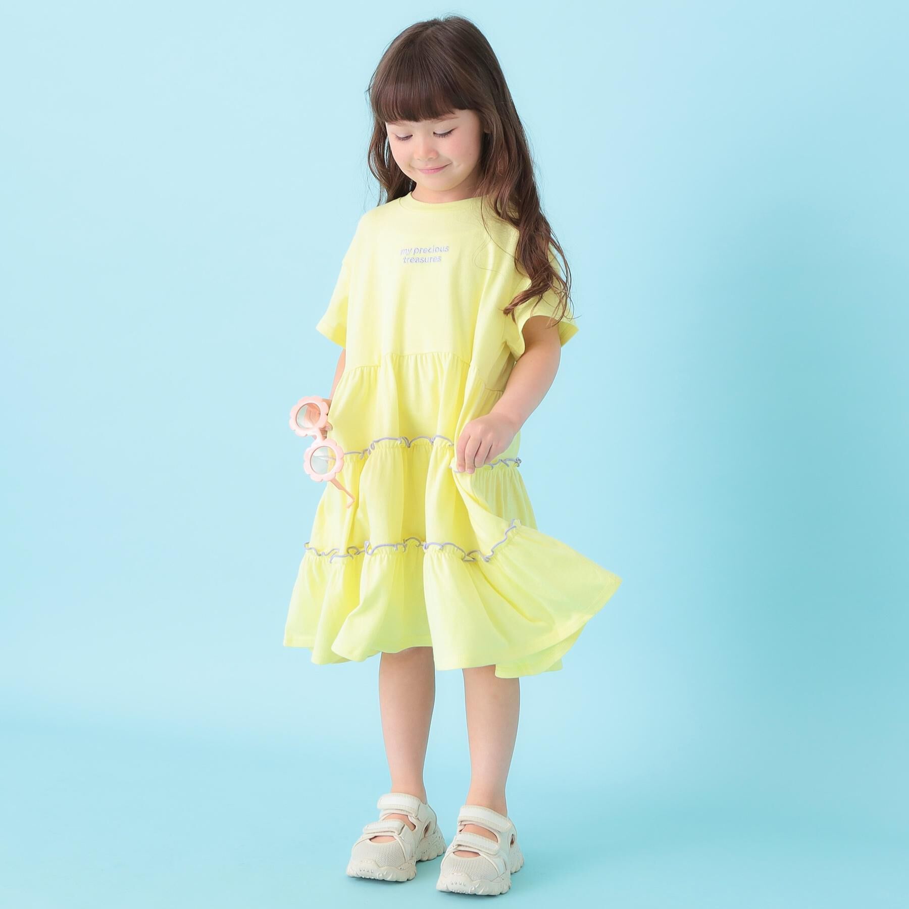 SHOO･LA･RUE「【100-150cm】配色メローティアードワンピース」|ワンピース|