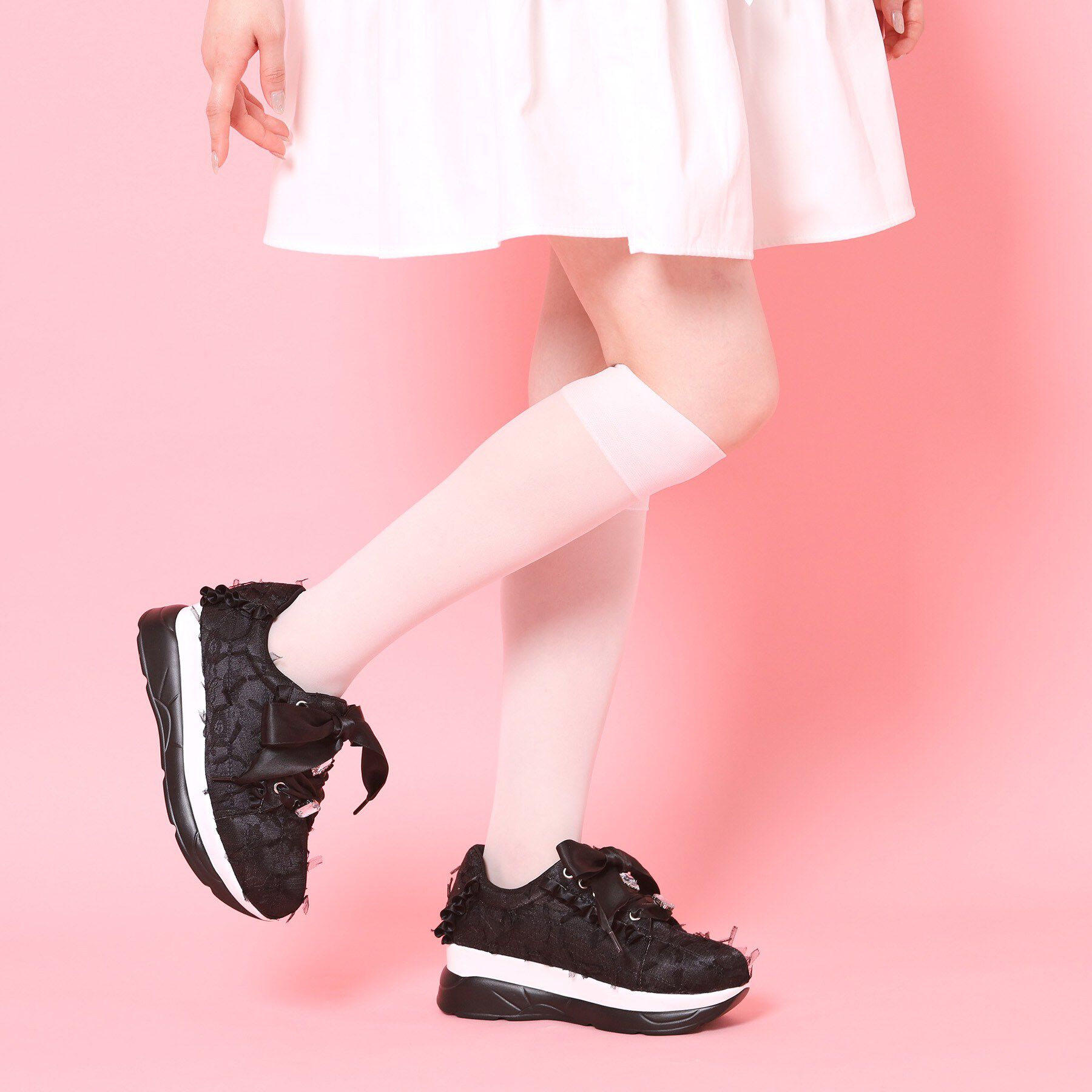 csT&P「厚底ガーリーリボンレーススニーカー」|スニーカー|