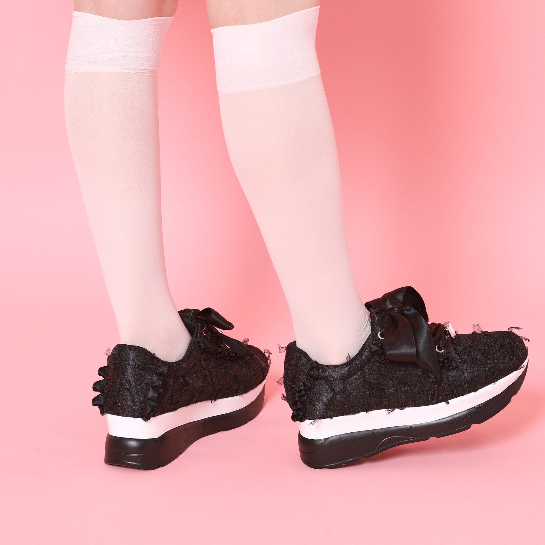 csT&P「厚底ガーリーリボンレーススニーカー」|スニーカー|ブラック(319)