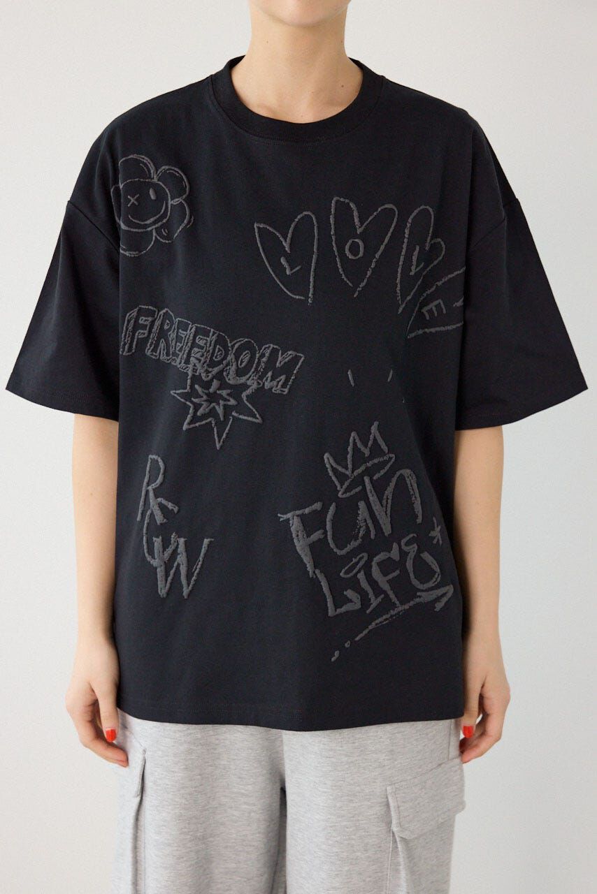 RODEO CROWNS「クレヨンタッチ同色発泡プリントTシャツ」|Tシャツ・カットソー|