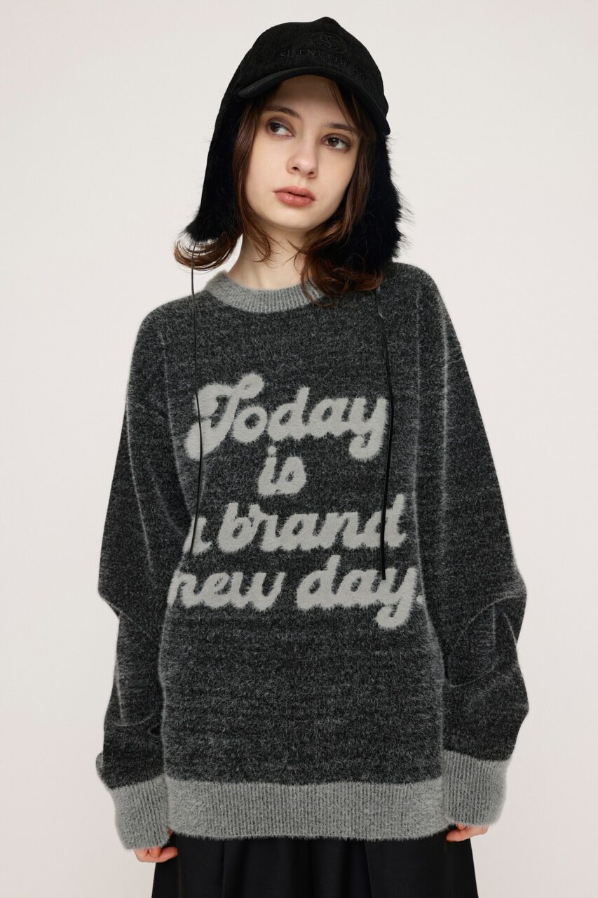 SLY「JQ LOGO MINKY LOOSE KNIT トップス」|ニット・セーター|M/BLK7